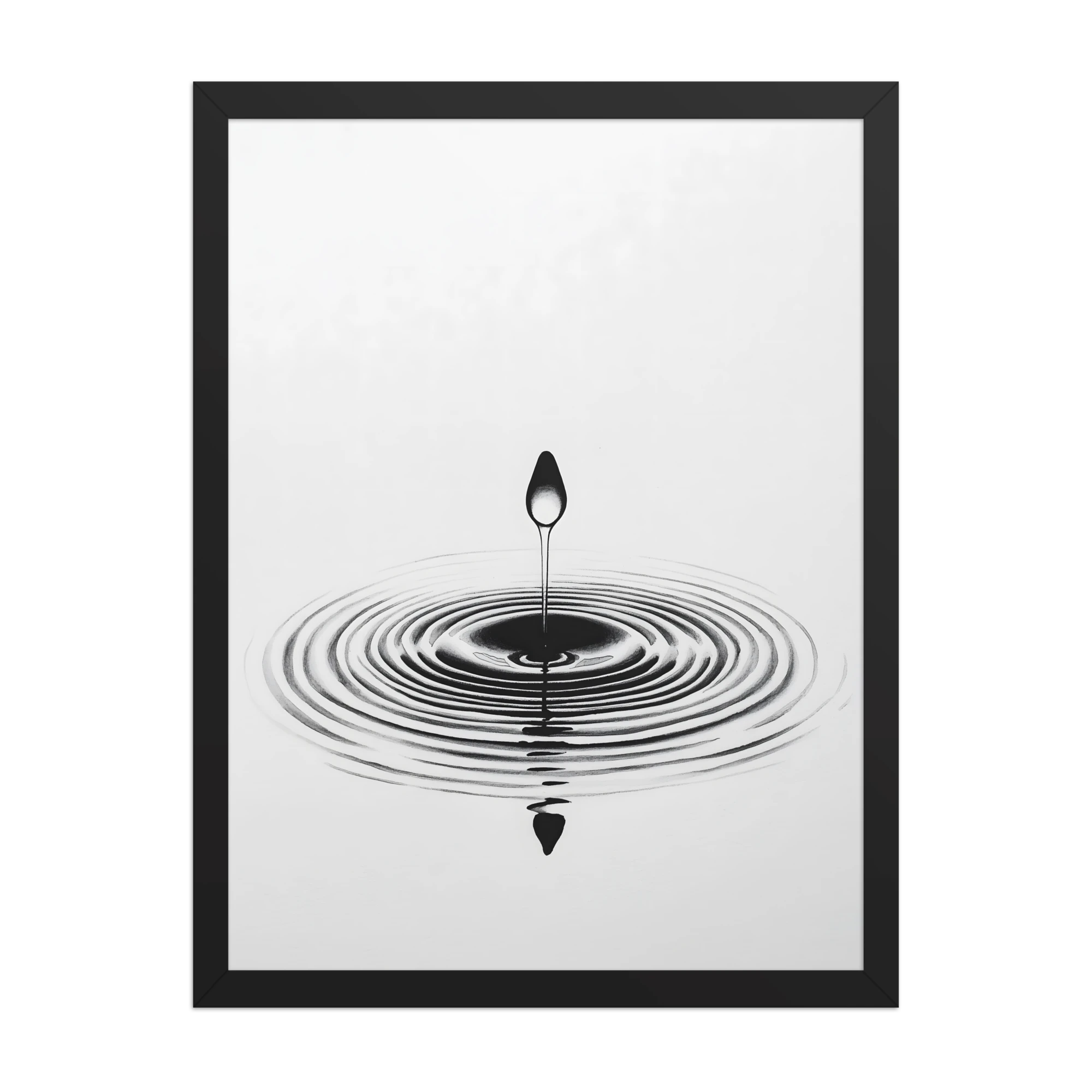 Waterdrop — Japandi zen nature framed print, minimalist Japanese wall art