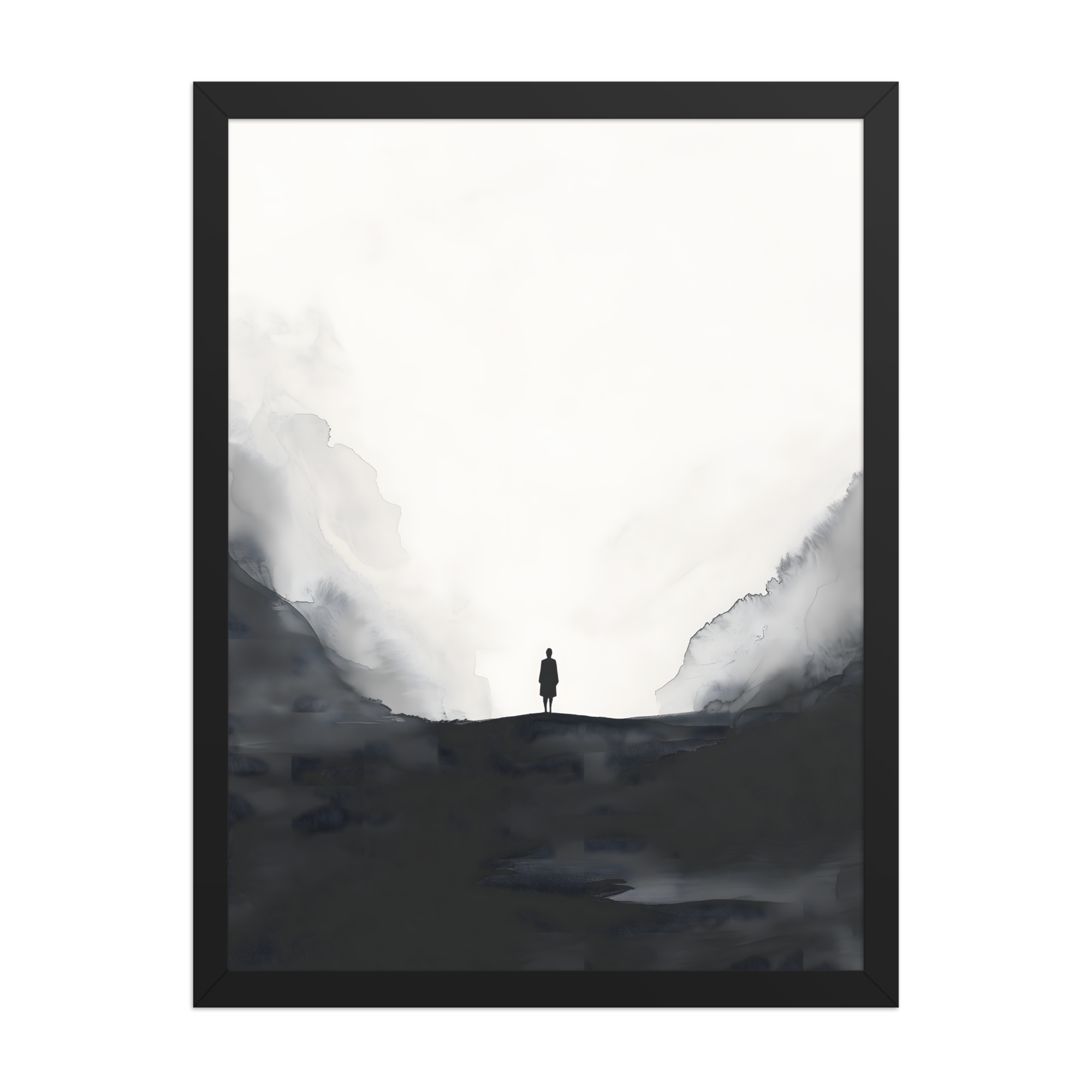 Distant Figure — Japandi ma framed print, minimalist Japanese wall art