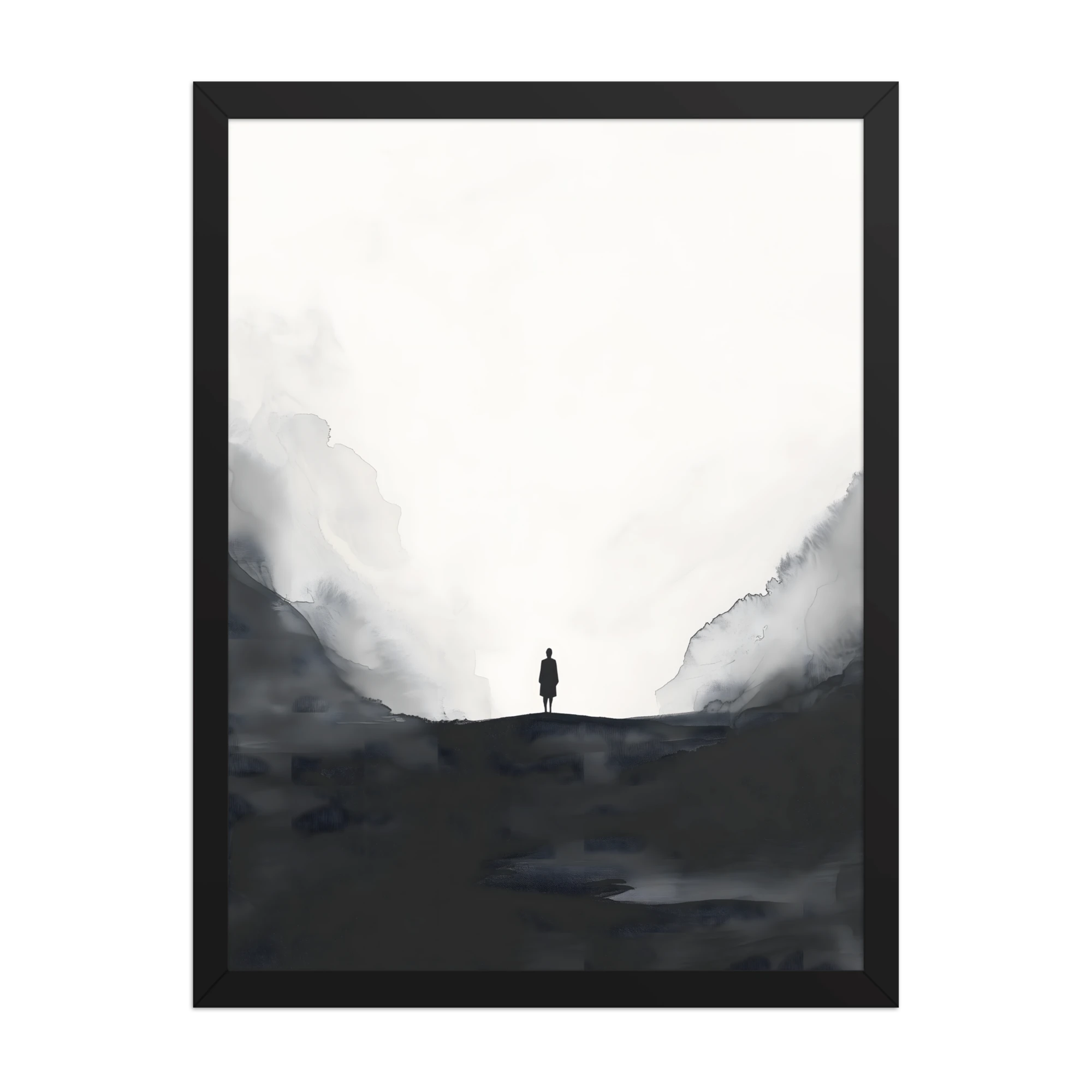 Distant Figure — Japandi ma framed print, minimalist Japanese wall art