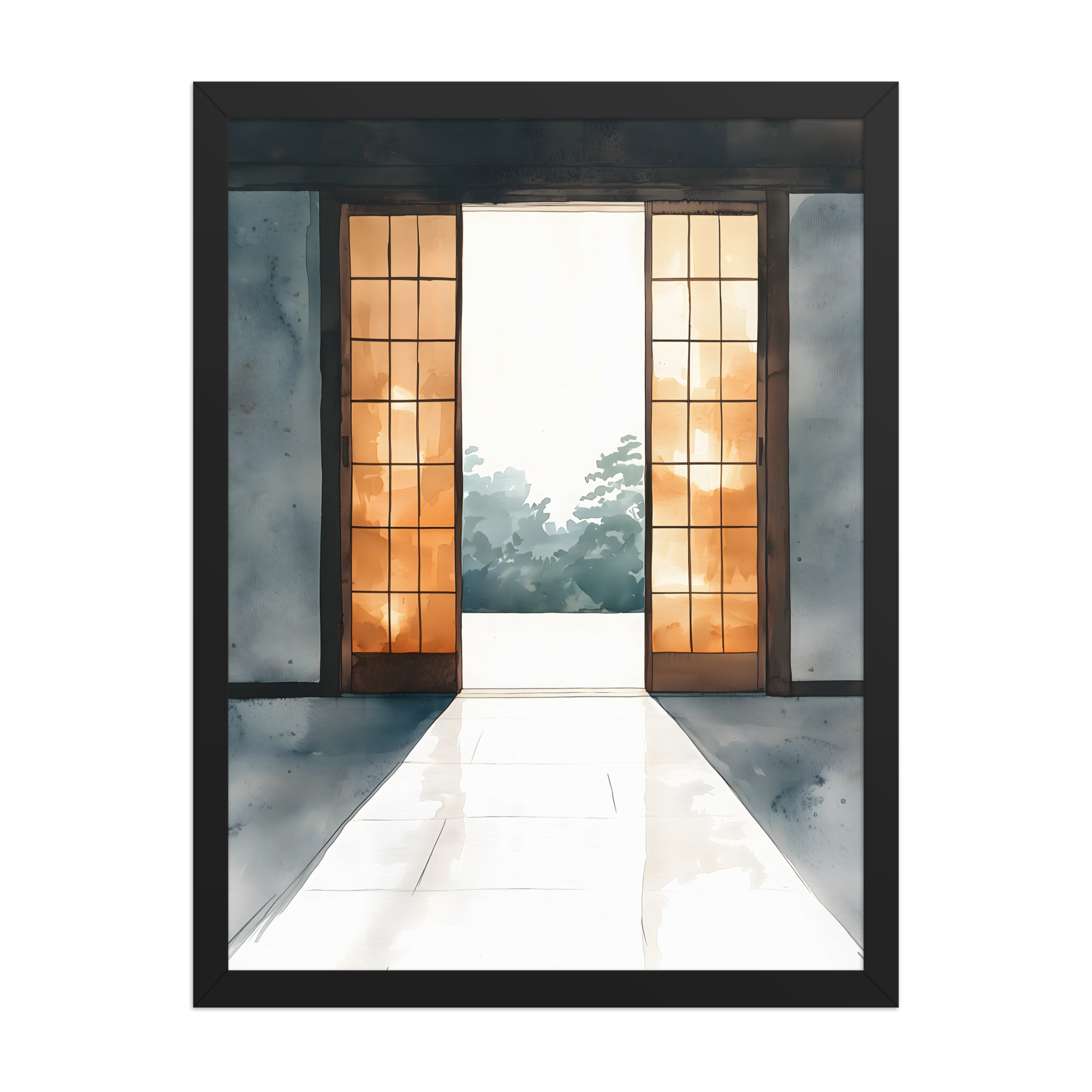 Open Door — Japandi ma framed print, minimalist Japanese wall art