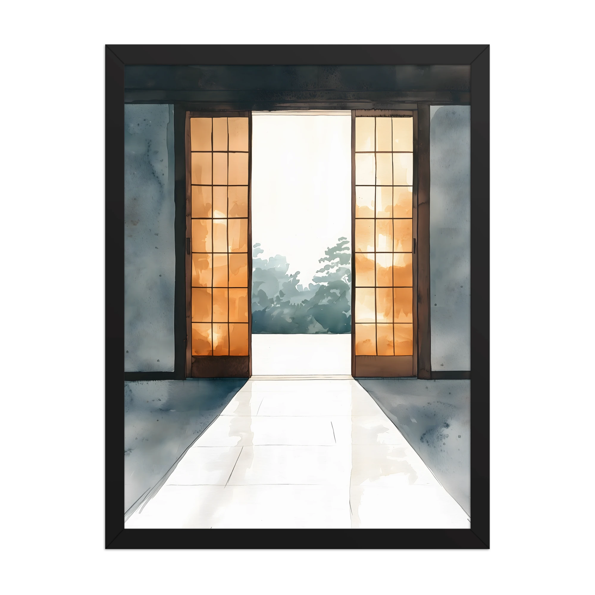 Open Door — Japandi ma framed print, minimalist Japanese wall art
