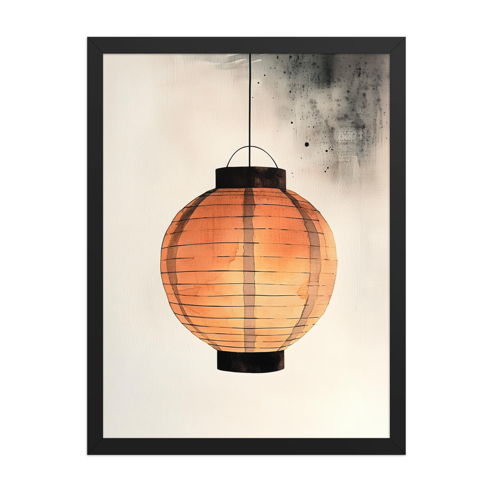 Paper Lantern — Japandi wabi-sabi framed print, minimalist Japanese wall art