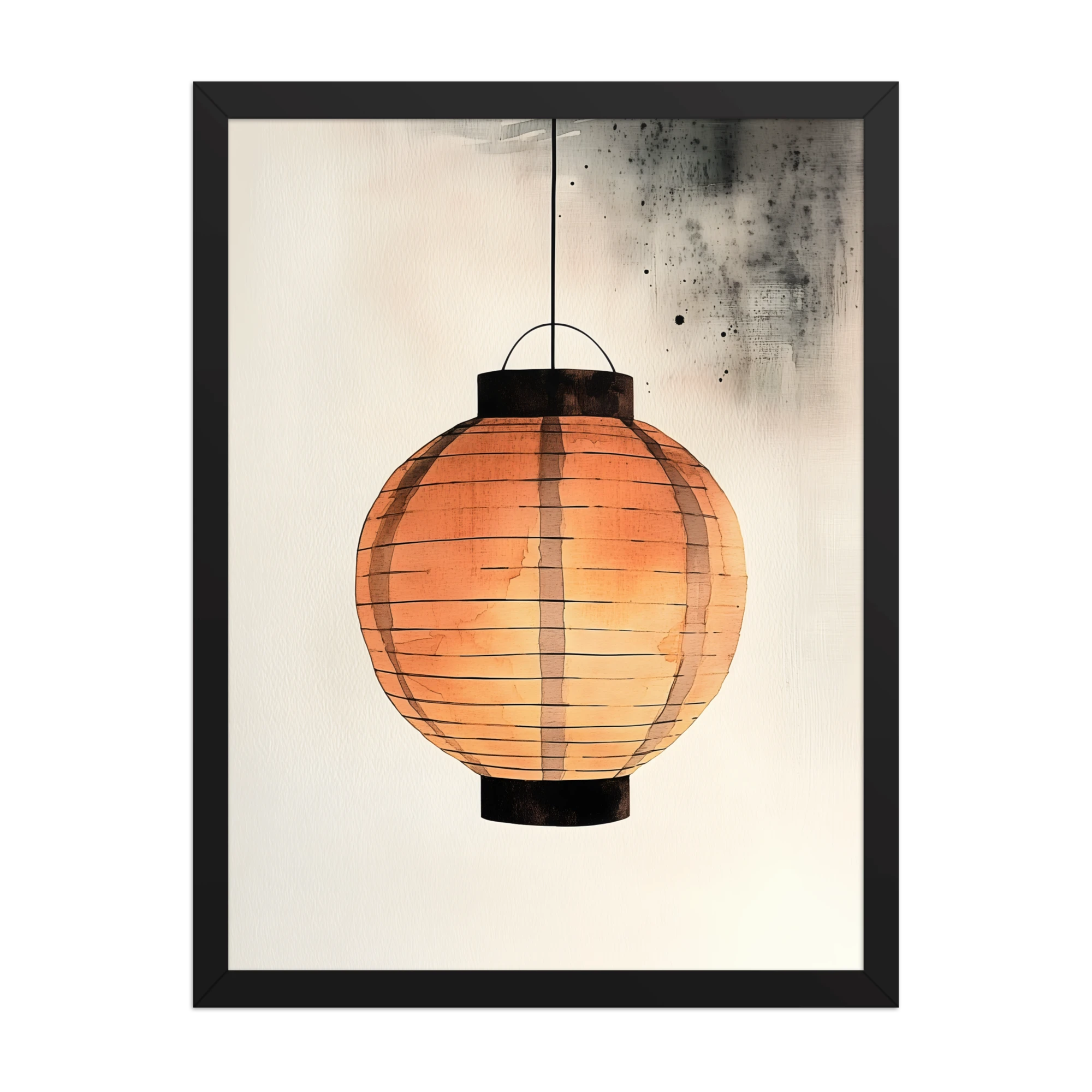 Paper Lantern — Japandi wabi-sabi framed print, minimalist Japanese wall art