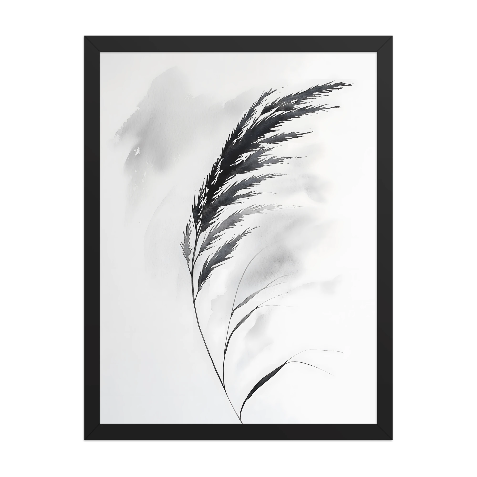 Wild Grass — Japandi zen nature framed print, minimalist Japanese wall art
