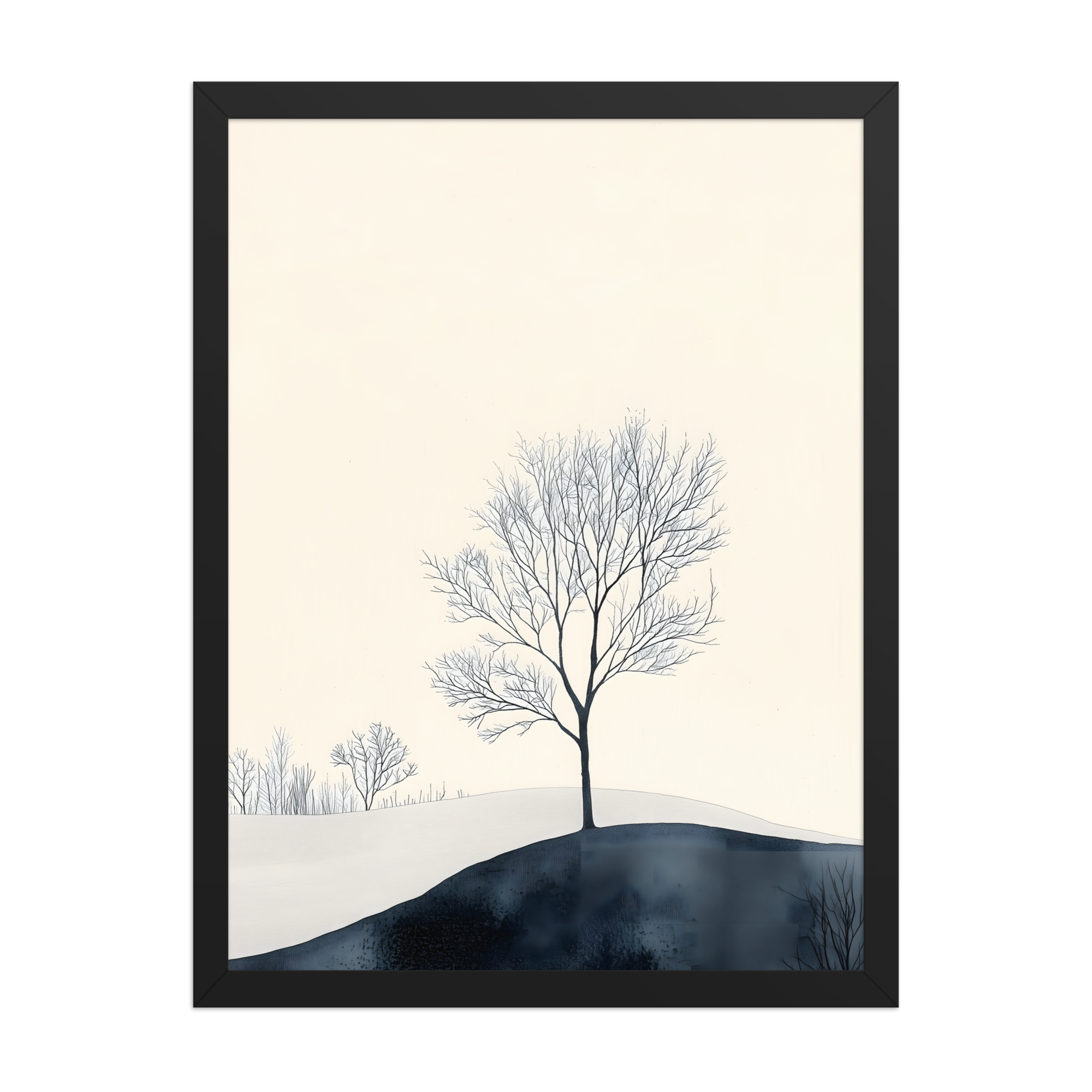 Distant Divide — Japandi ma framed print, minimalist Japanese wall art