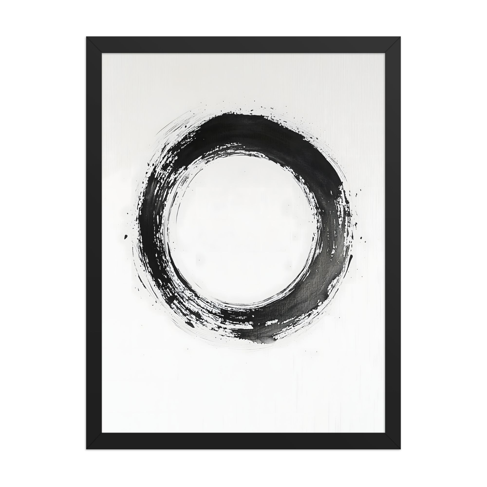 One Stroke — Japandi zen ink framed print, minimalist Japanese wall art