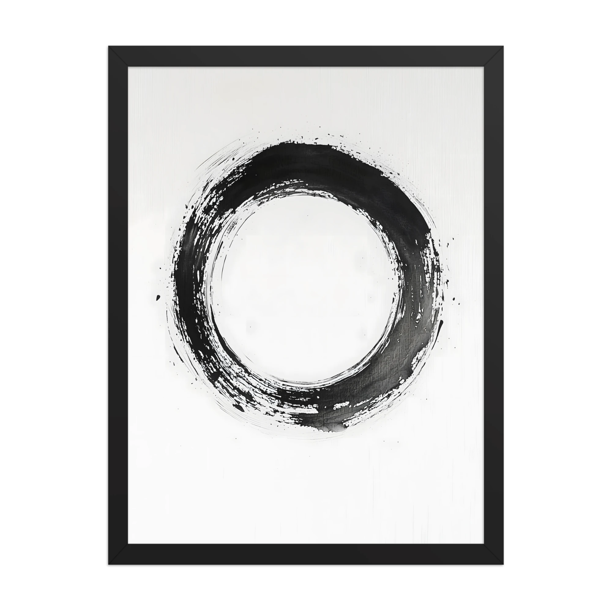 One Stroke — Japandi zen ink framed print, minimalist Japanese wall art