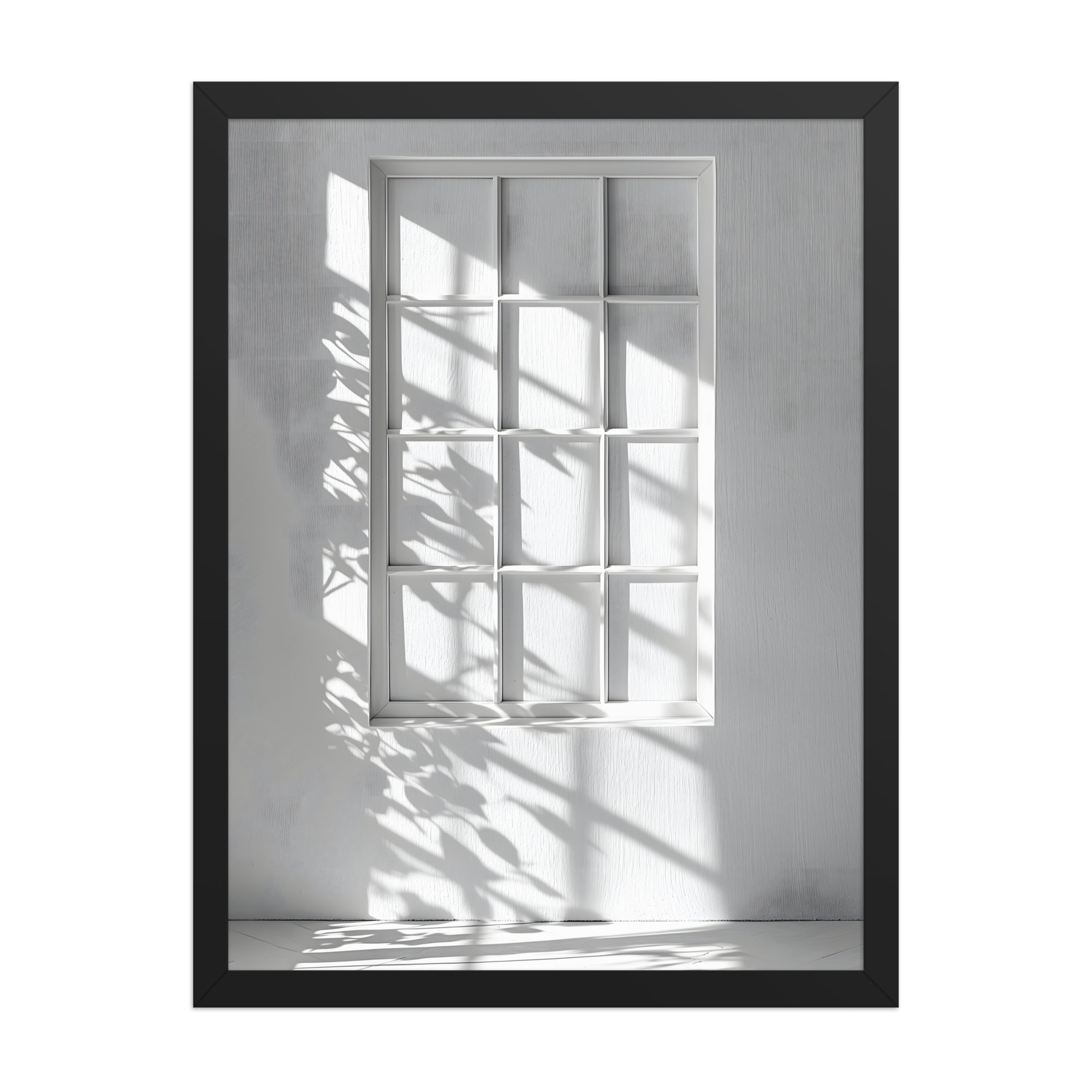 Shadow Play — Japandi komorebi framed print, minimalist Japanese wall art