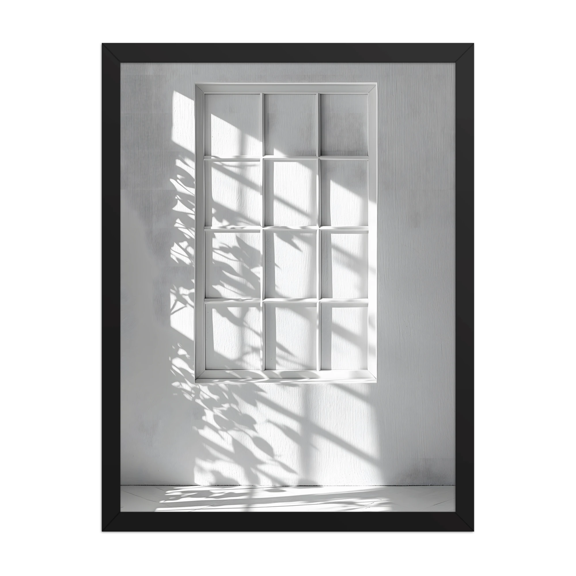 Shadow Play — Japandi komorebi framed print, minimalist Japanese wall art