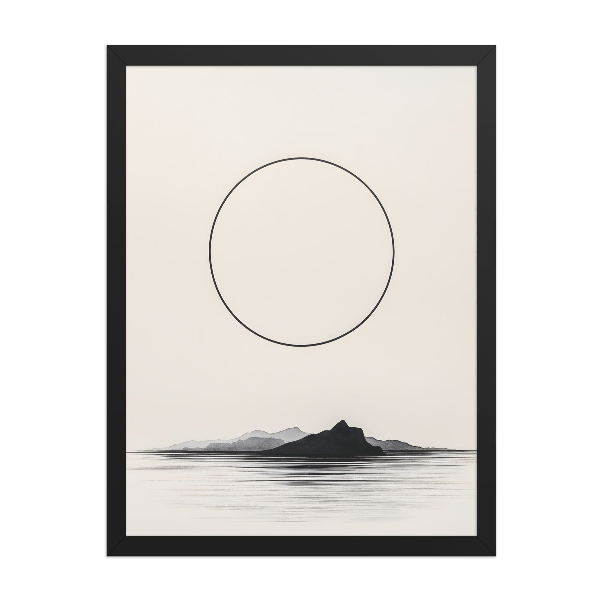 Circle and Space — Japandi ma framed print, minimalist Japanese wall art