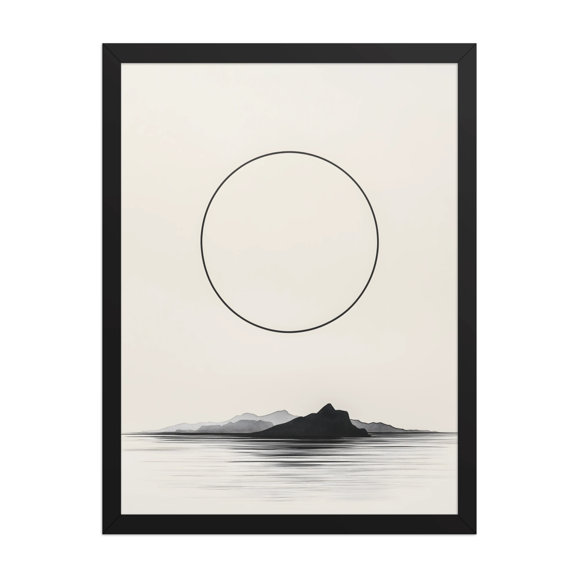 Circle and Space — Japandi ma framed print, minimalist Japanese wall art