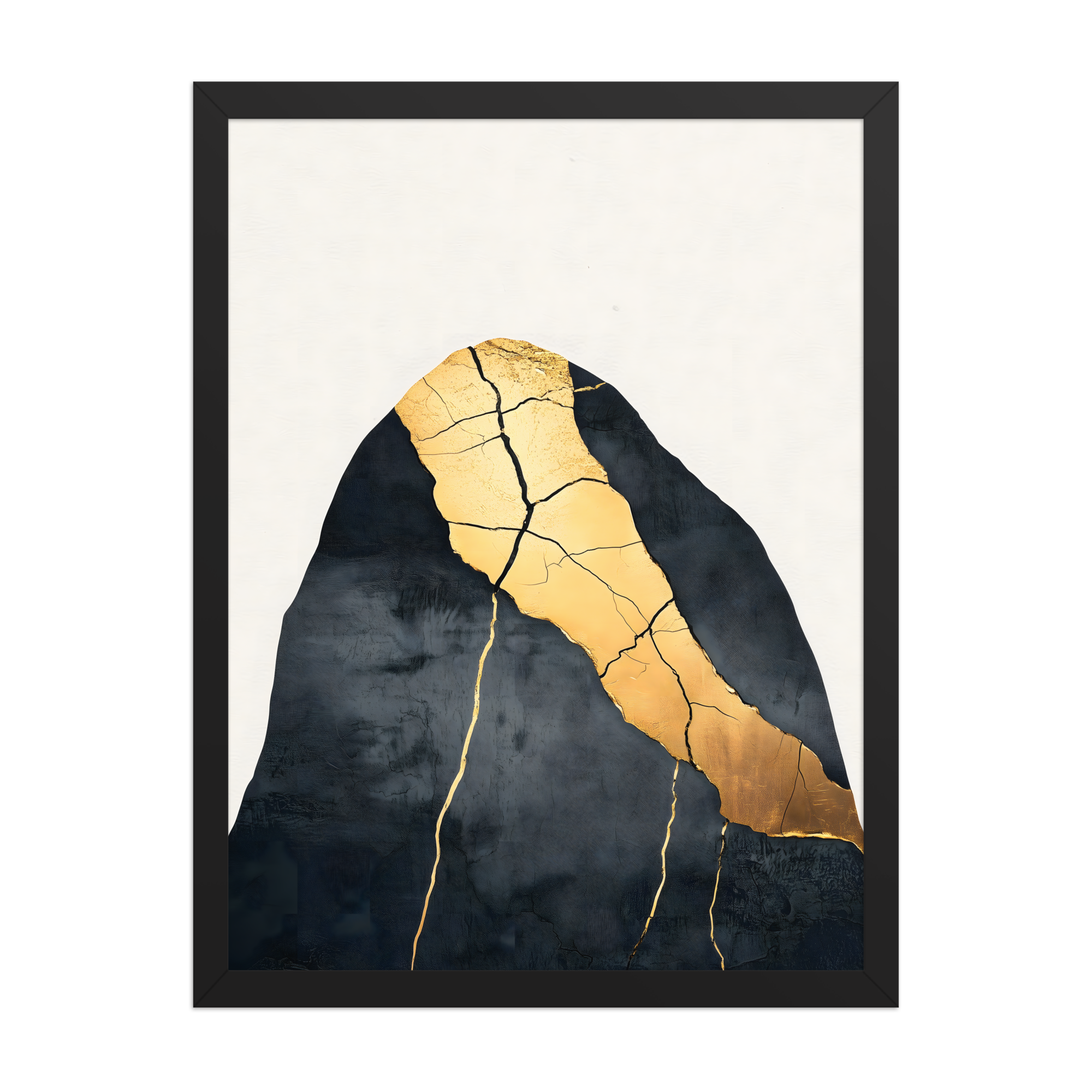 Kintsugi Lines — Japandi wabi-sabi framed print, minimalist Japanese wall art