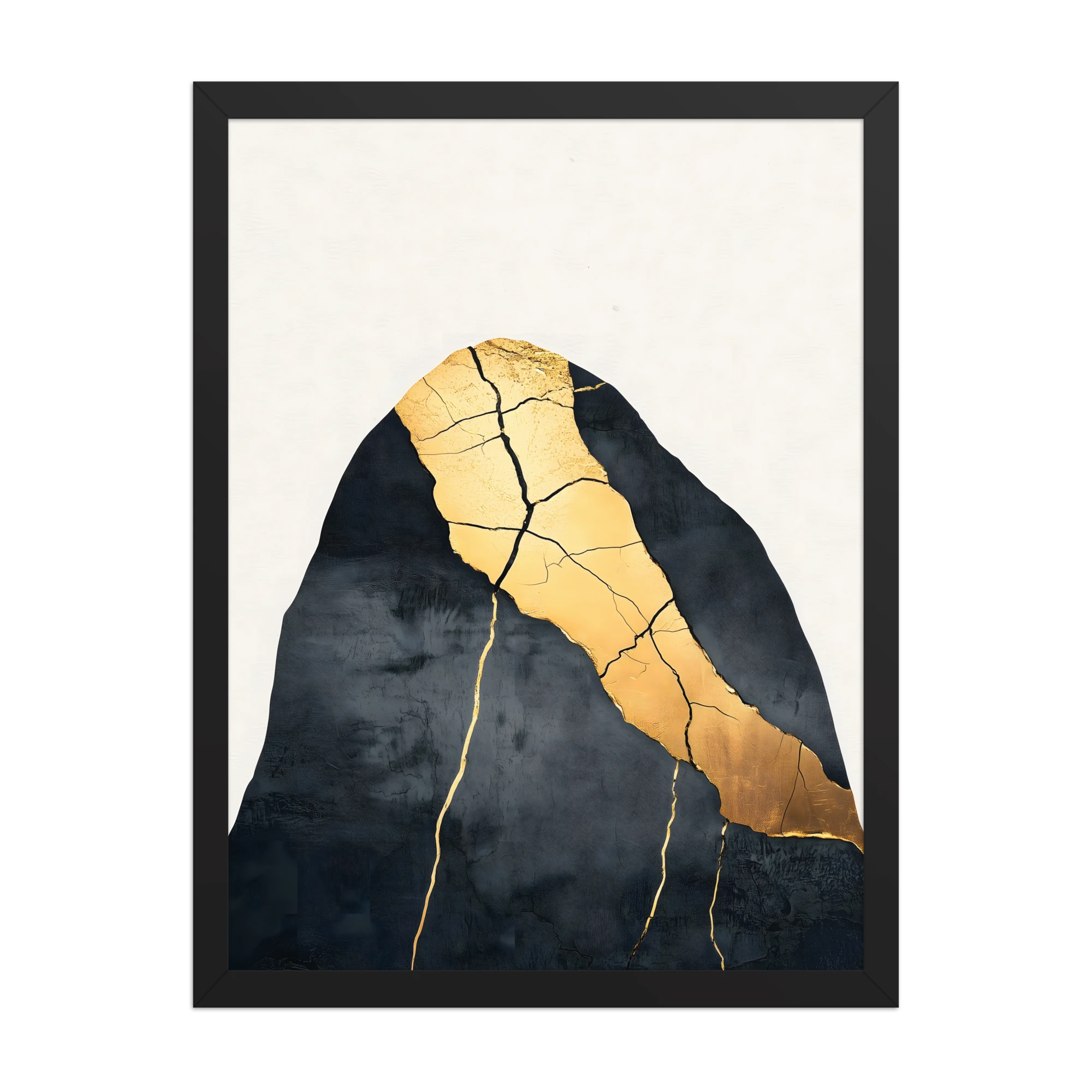 Kintsugi Lines — Japandi wabi-sabi framed print, minimalist Japanese wall art
