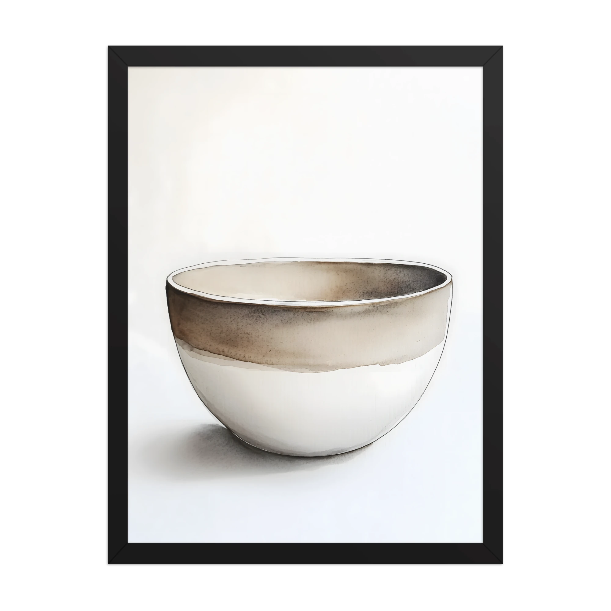 Clay Form — Japandi wabi-sabi framed print, minimalist Japanese wall art