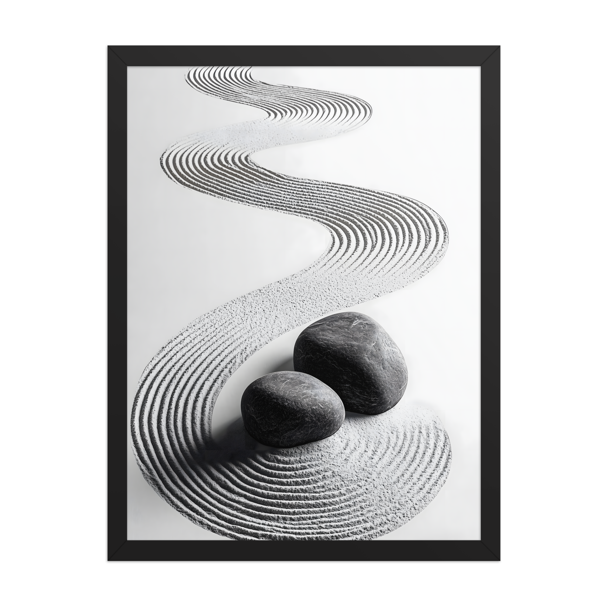 Pebble Garden — Japandi zen nature framed print, minimalist Japanese wall art