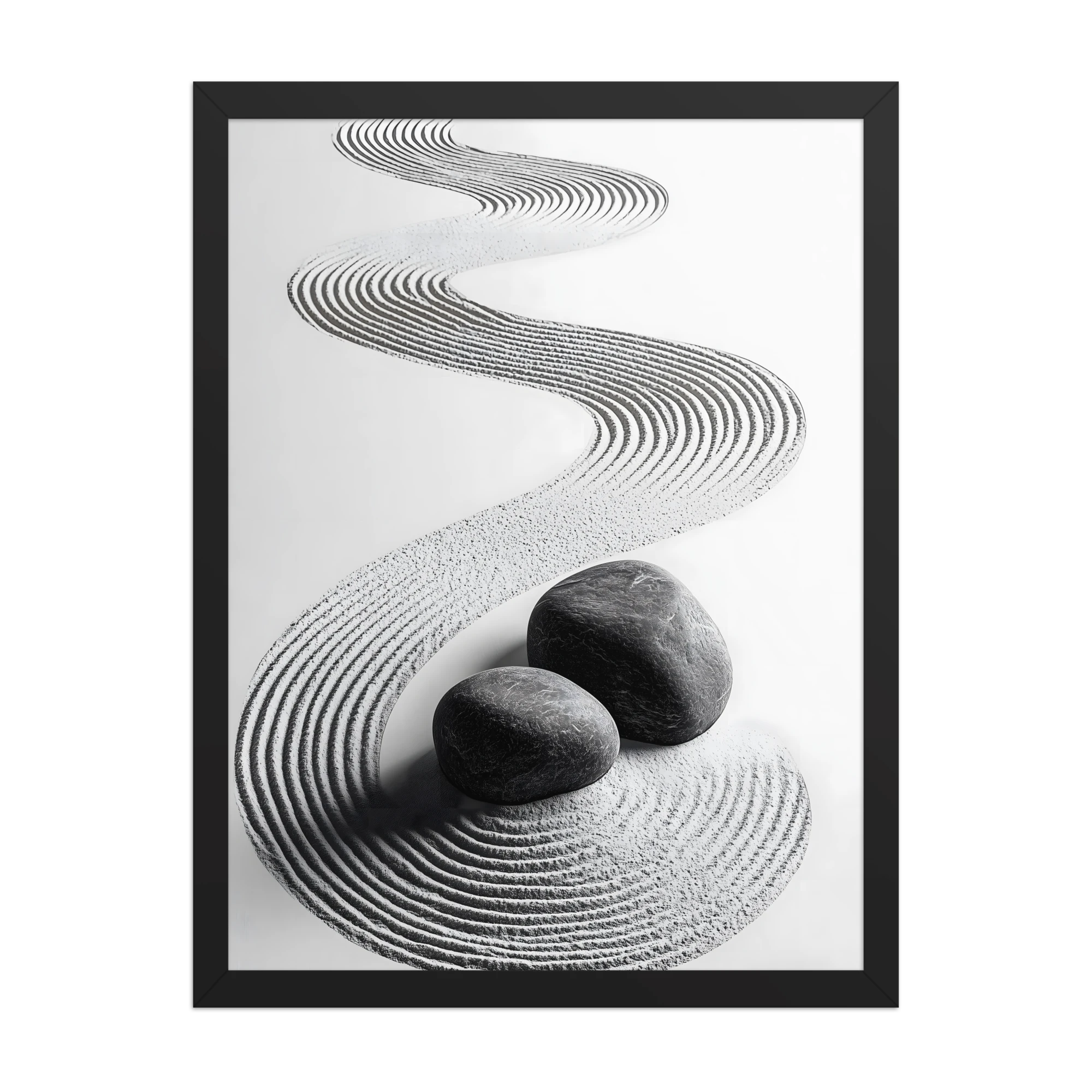 Pebble Garden — Japandi zen nature framed print, minimalist Japanese wall art