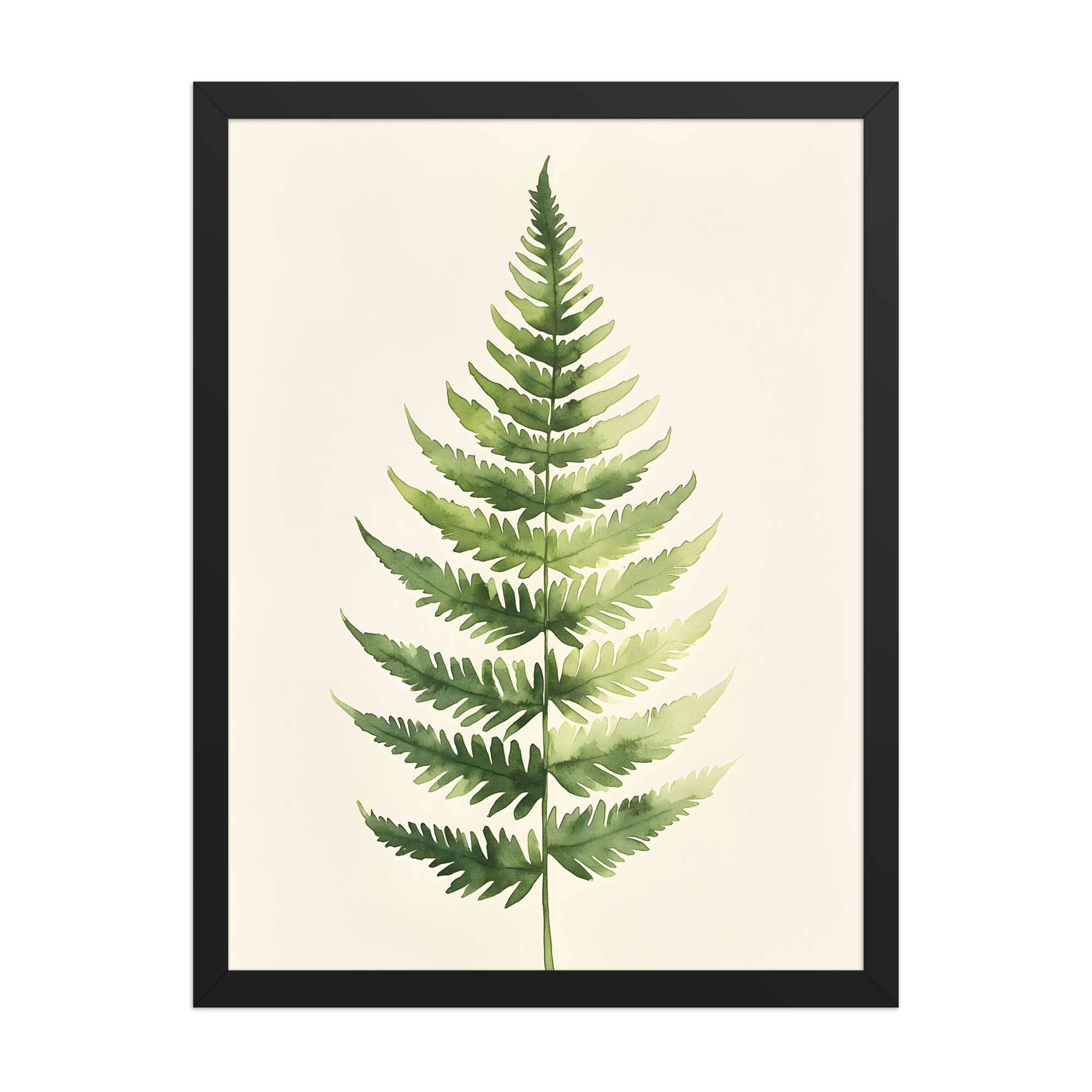 Morning Fern — Japandi zen nature framed print, minimalist Japanese wall art