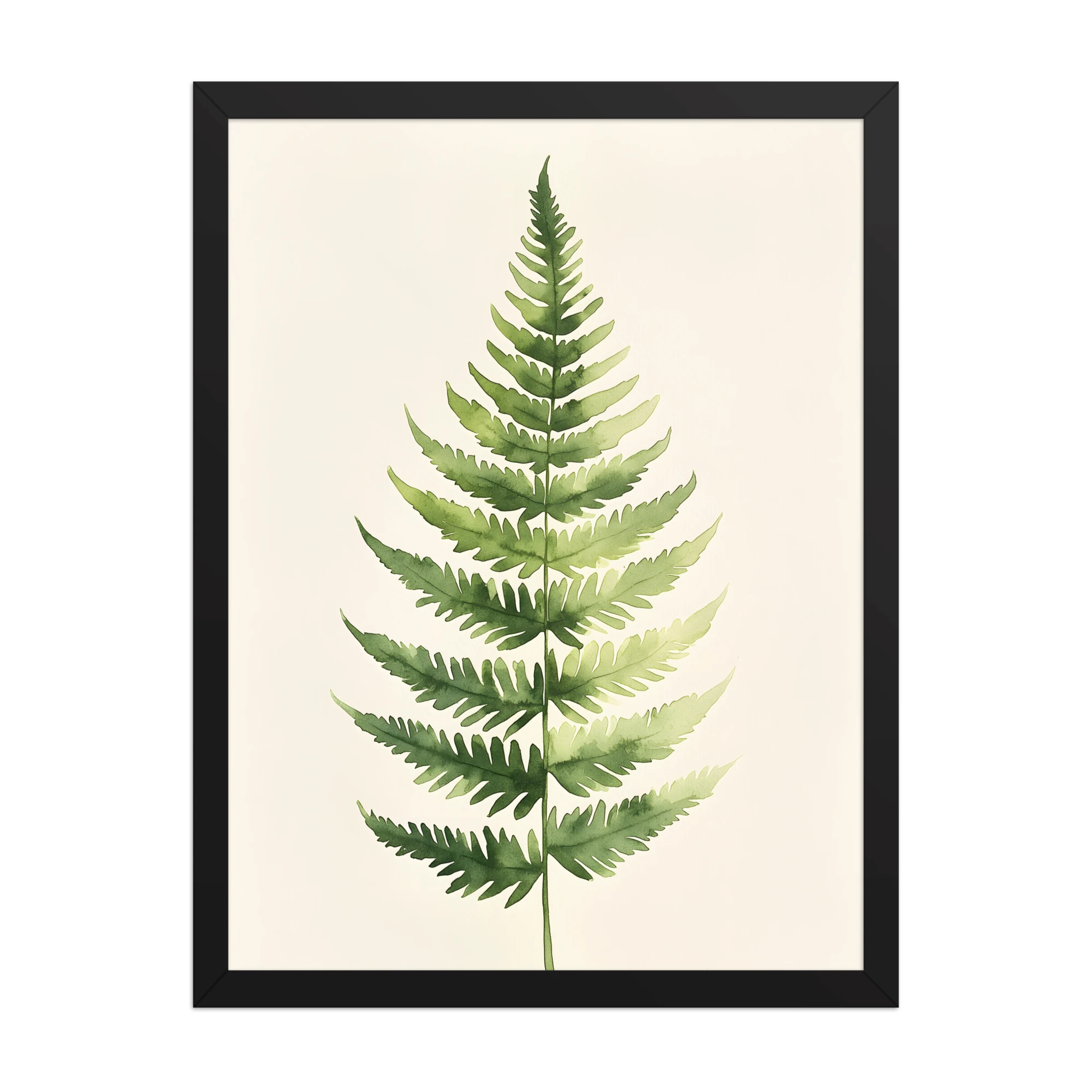 Morning Fern — Japandi zen nature framed print, minimalist Japanese wall art