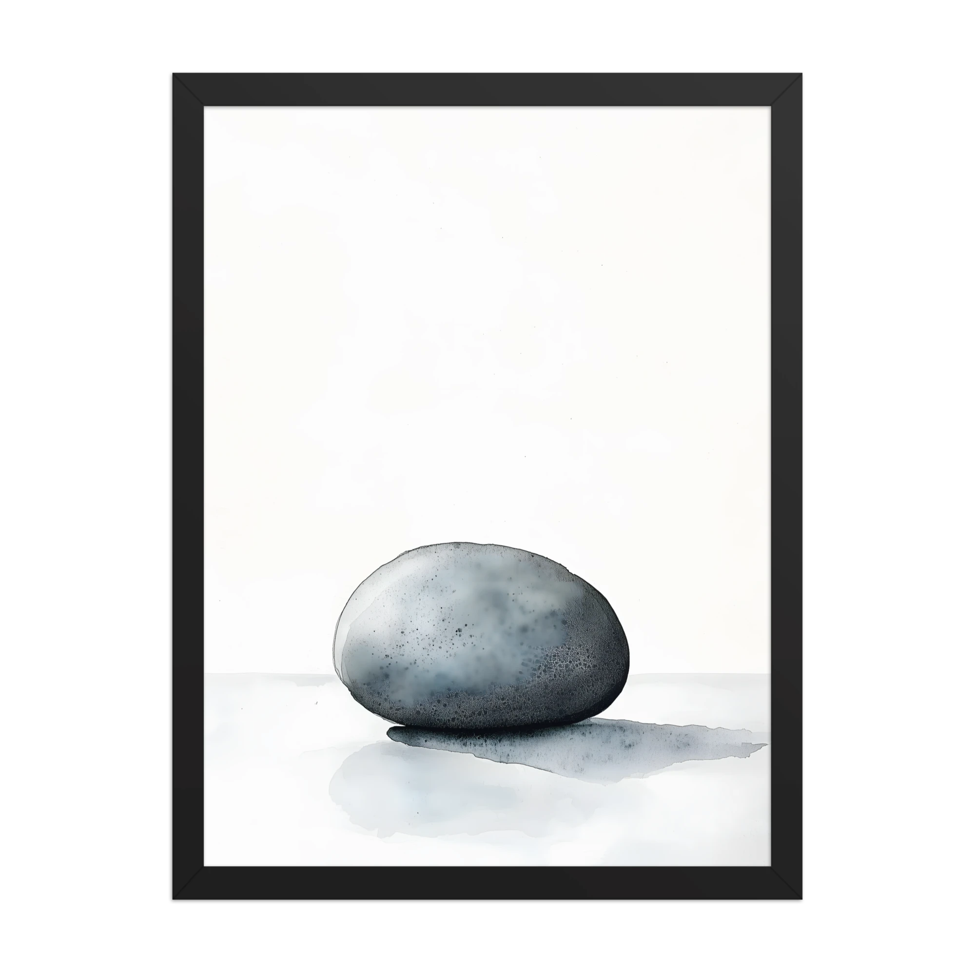 Worn Stone — Japandi wabi-sabi framed print, minimalist Japanese wall art