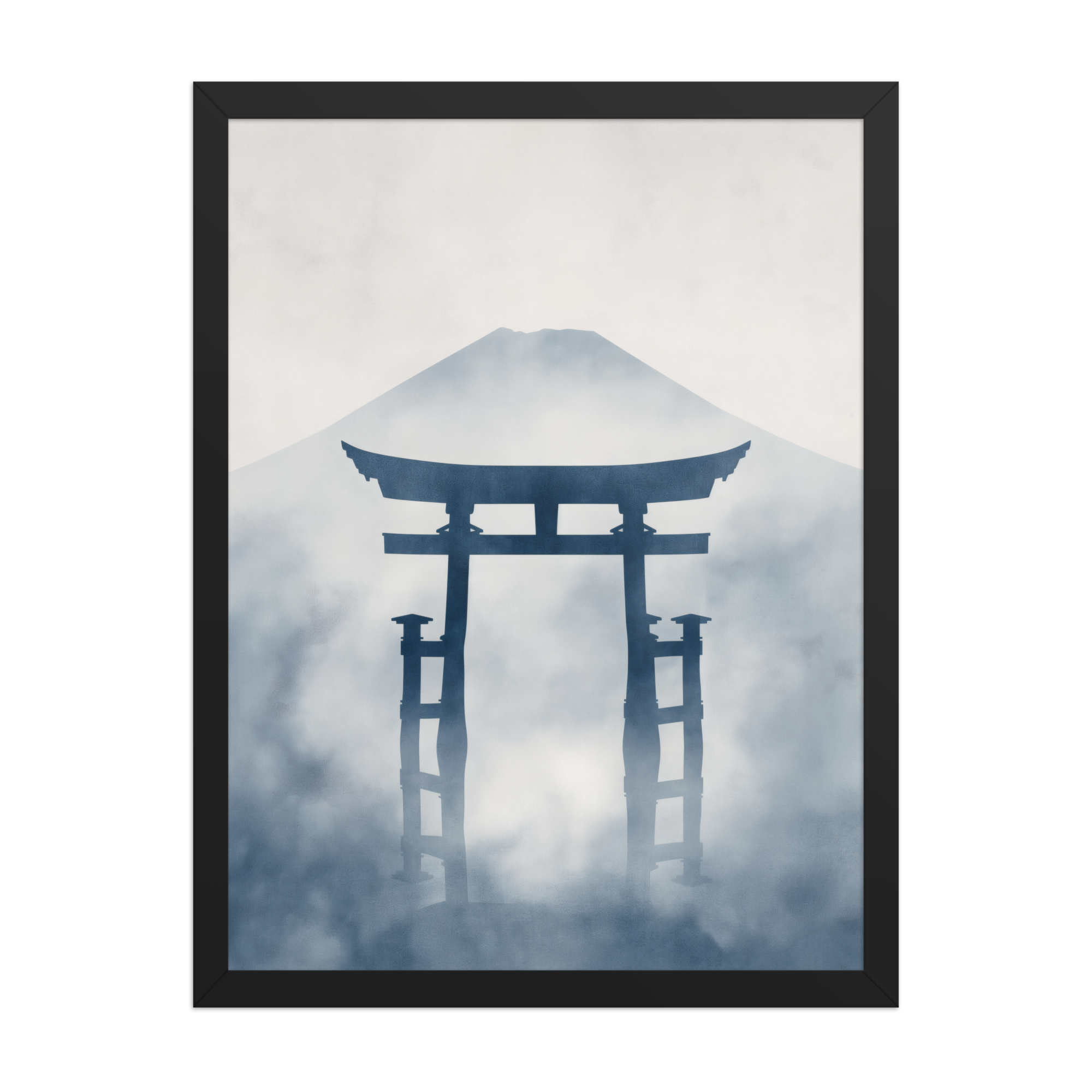 Indigo Pilgrimage — Japanese minimalist zen nature framed wall art