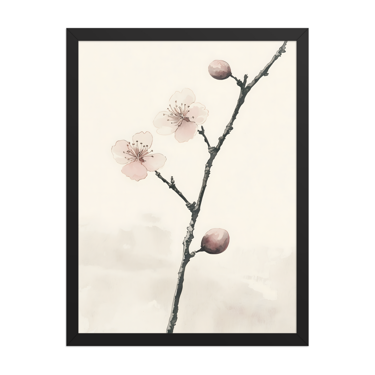 Early Plum — Japanese minimalist framed wall art