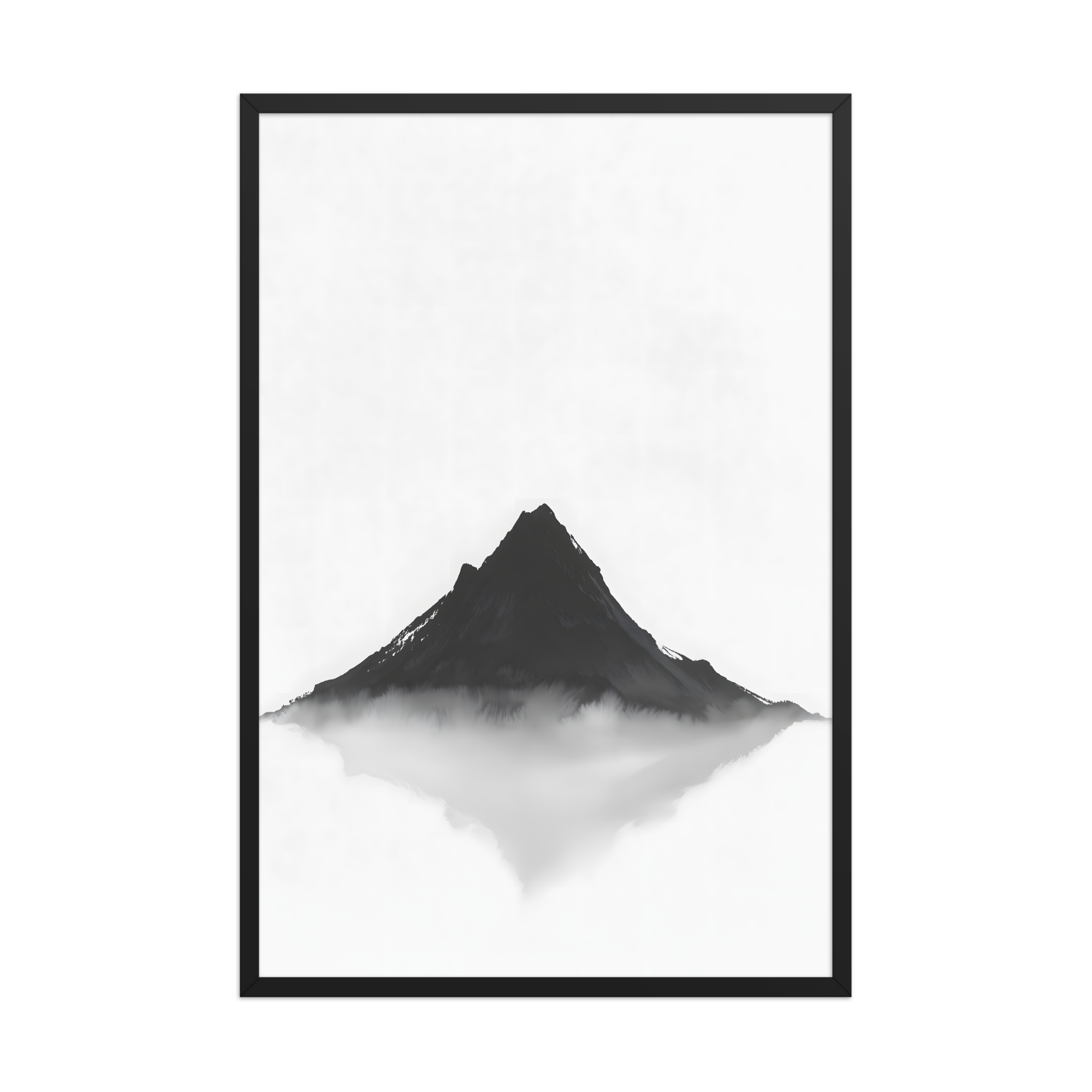 Mountain Breath — Japandi zen ink framed print, minimalist Japanese wall art