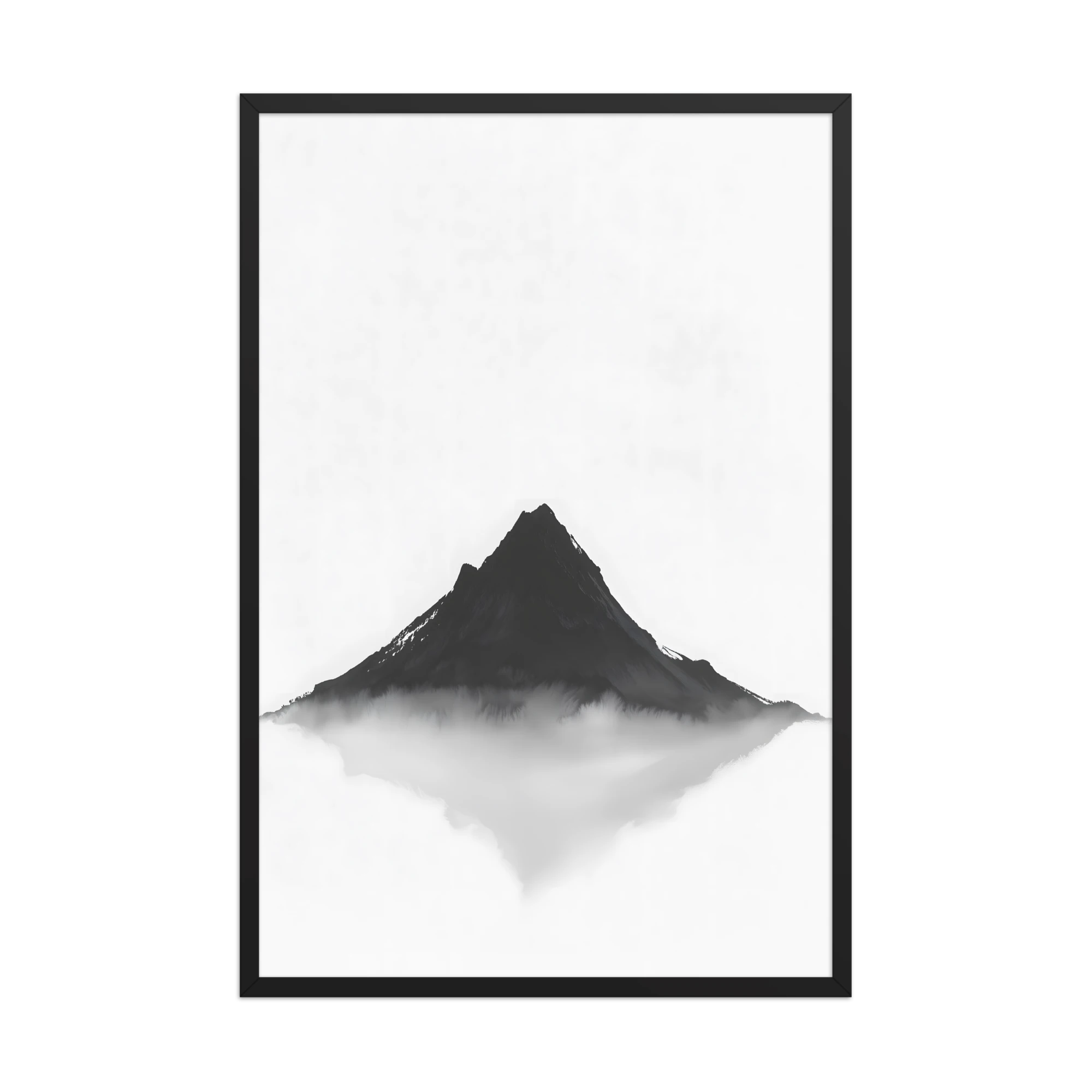 Mountain Breath — Japandi zen ink framed print, minimalist Japanese wall art