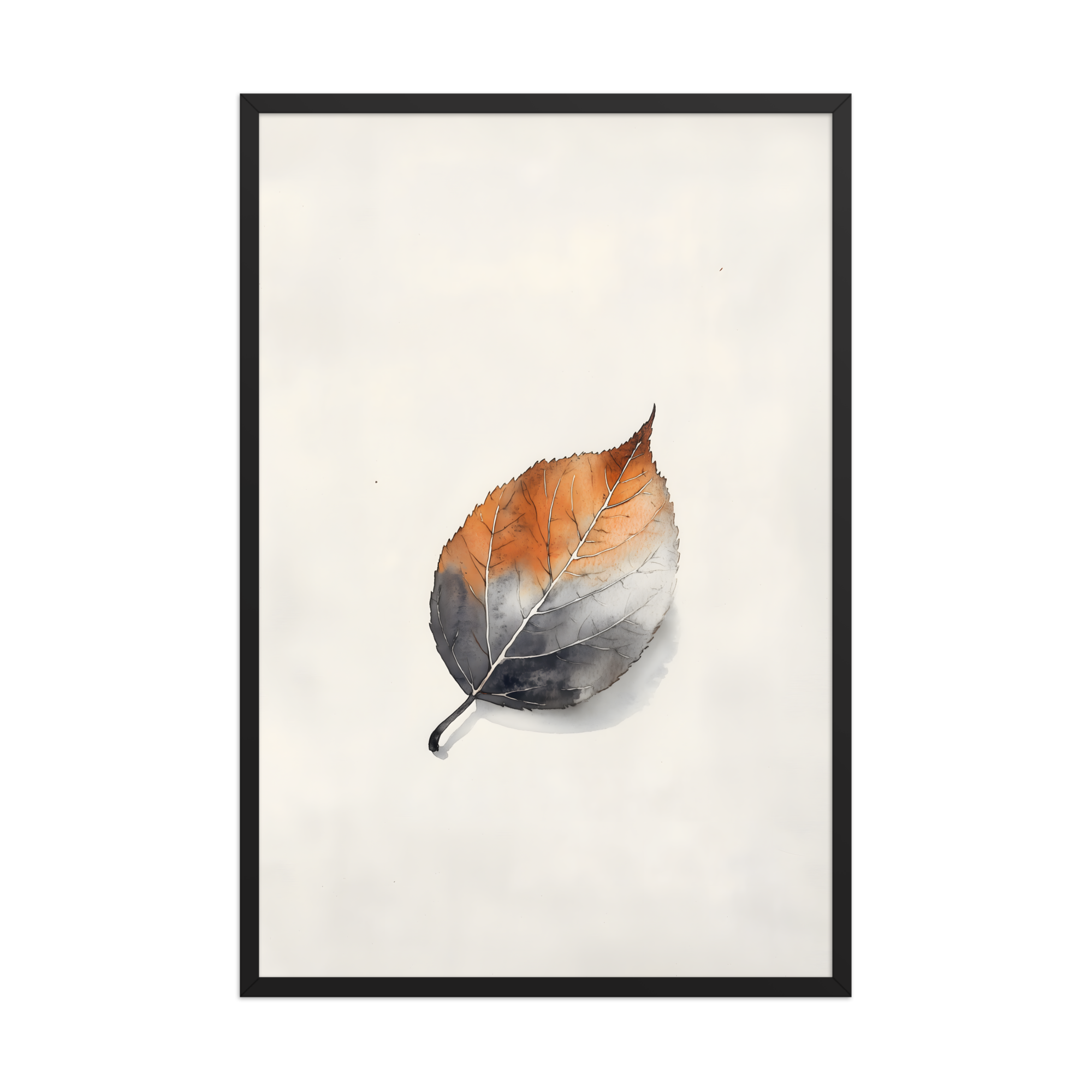 Single Leaf — Japandi ma framed print, minimalist Japanese wall art