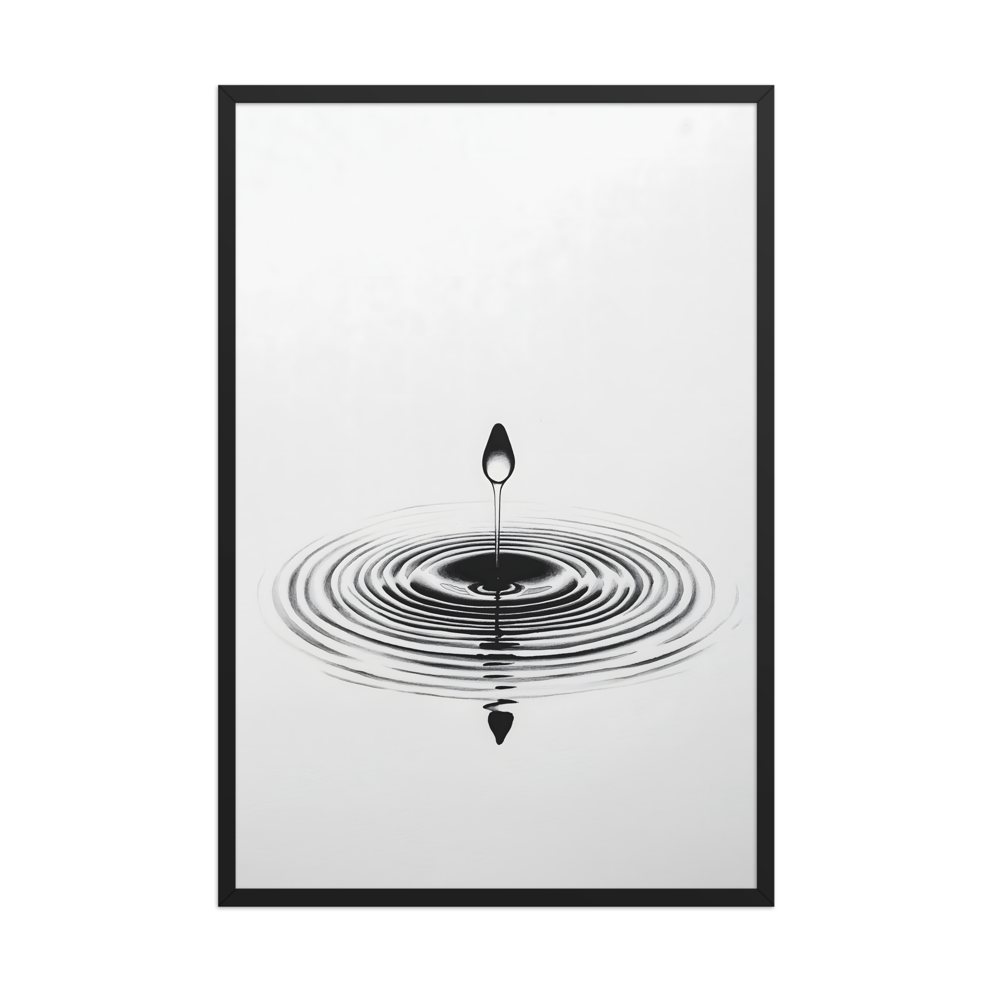 Waterdrop — Japandi zen nature framed print, minimalist Japanese wall art