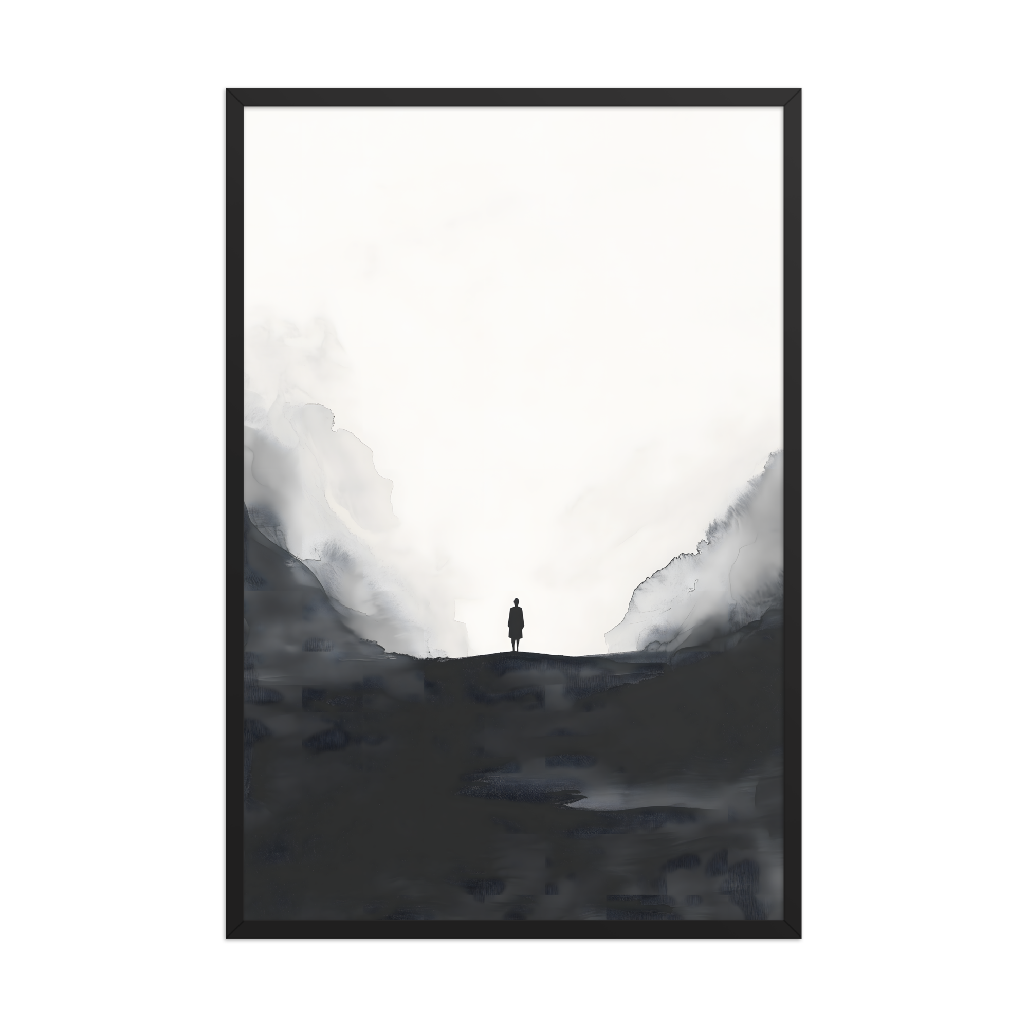 Distant Figure — Japandi ma framed print, minimalist Japanese wall art