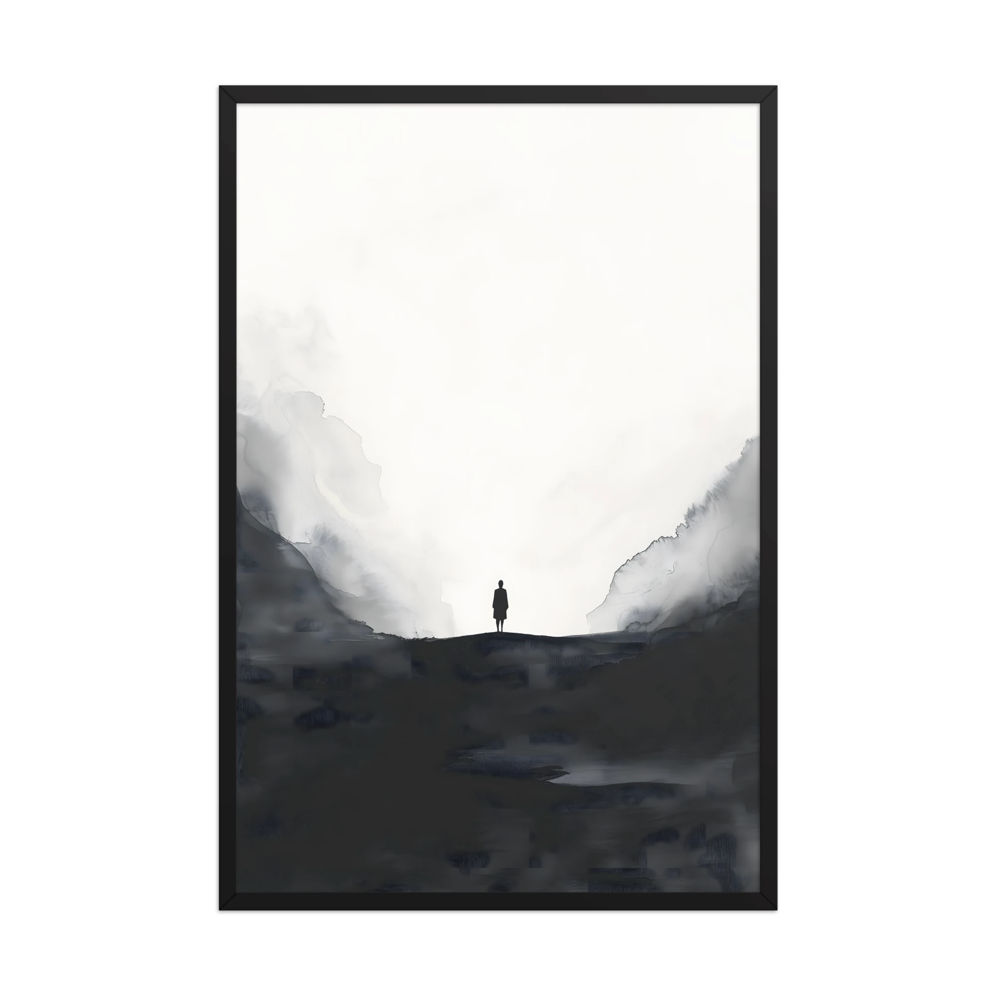 Distant Figure — Japandi ma framed print, minimalist Japanese wall art