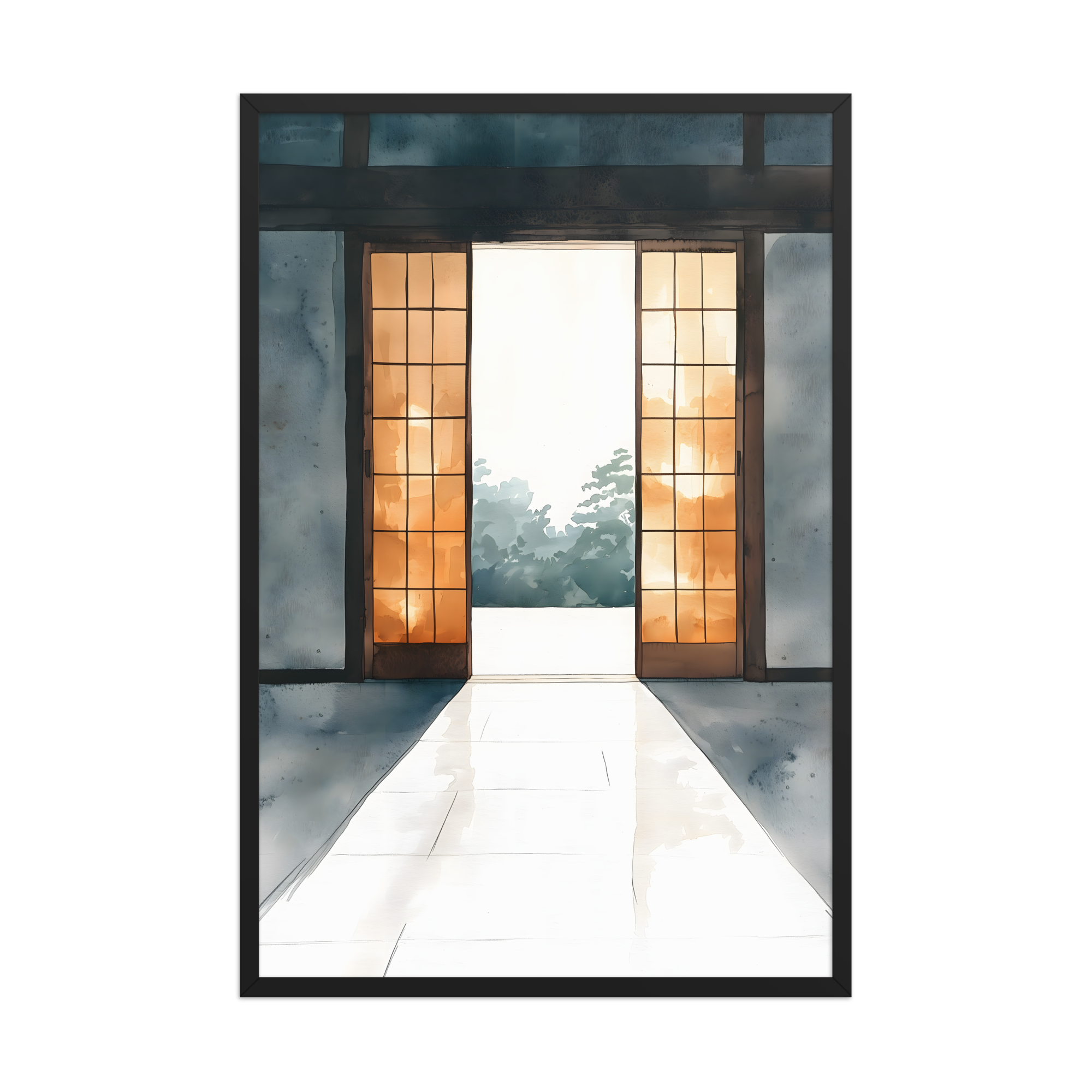 Open Door — Japandi ma framed print, minimalist Japanese wall art