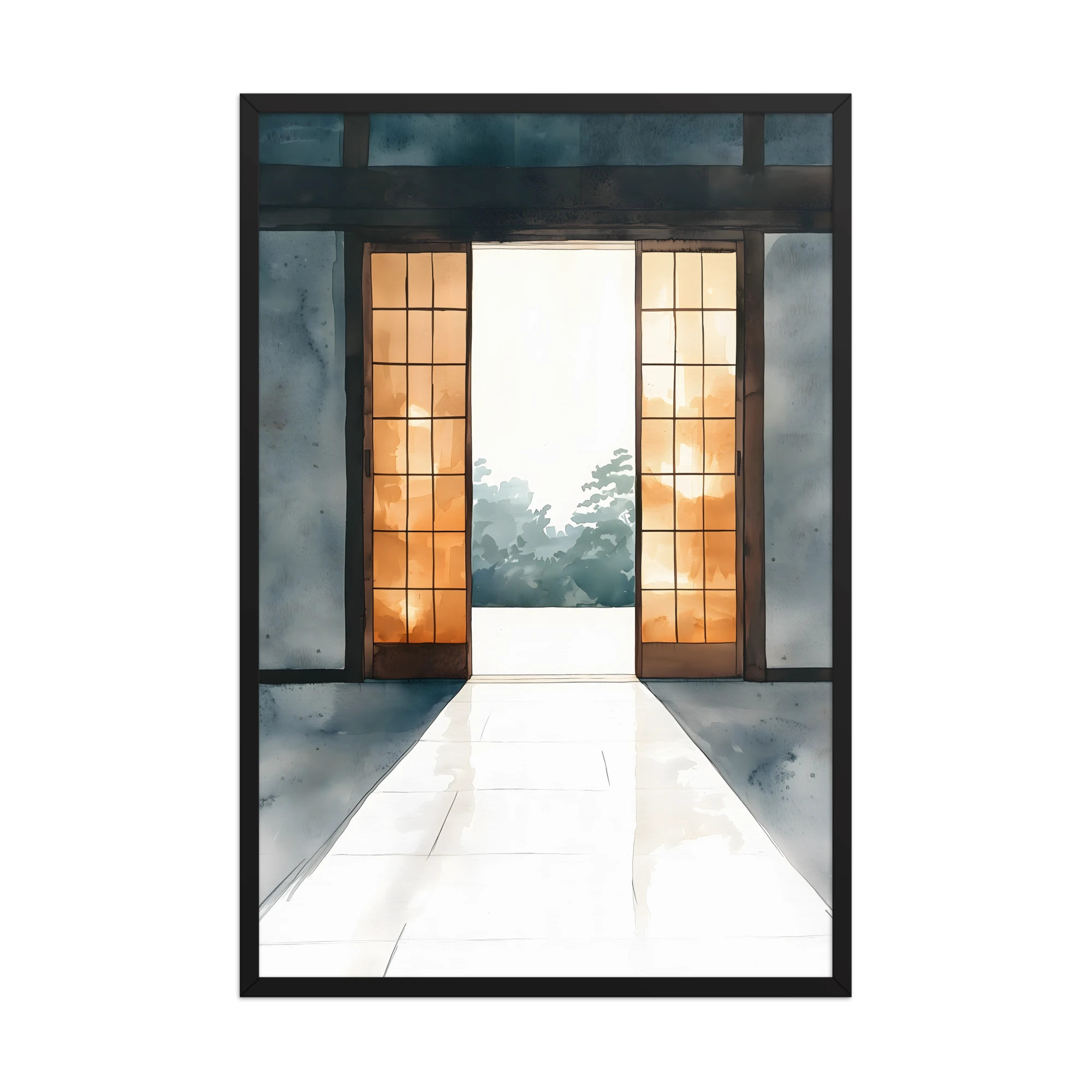 Open Door — Japandi ma framed print, minimalist Japanese wall art