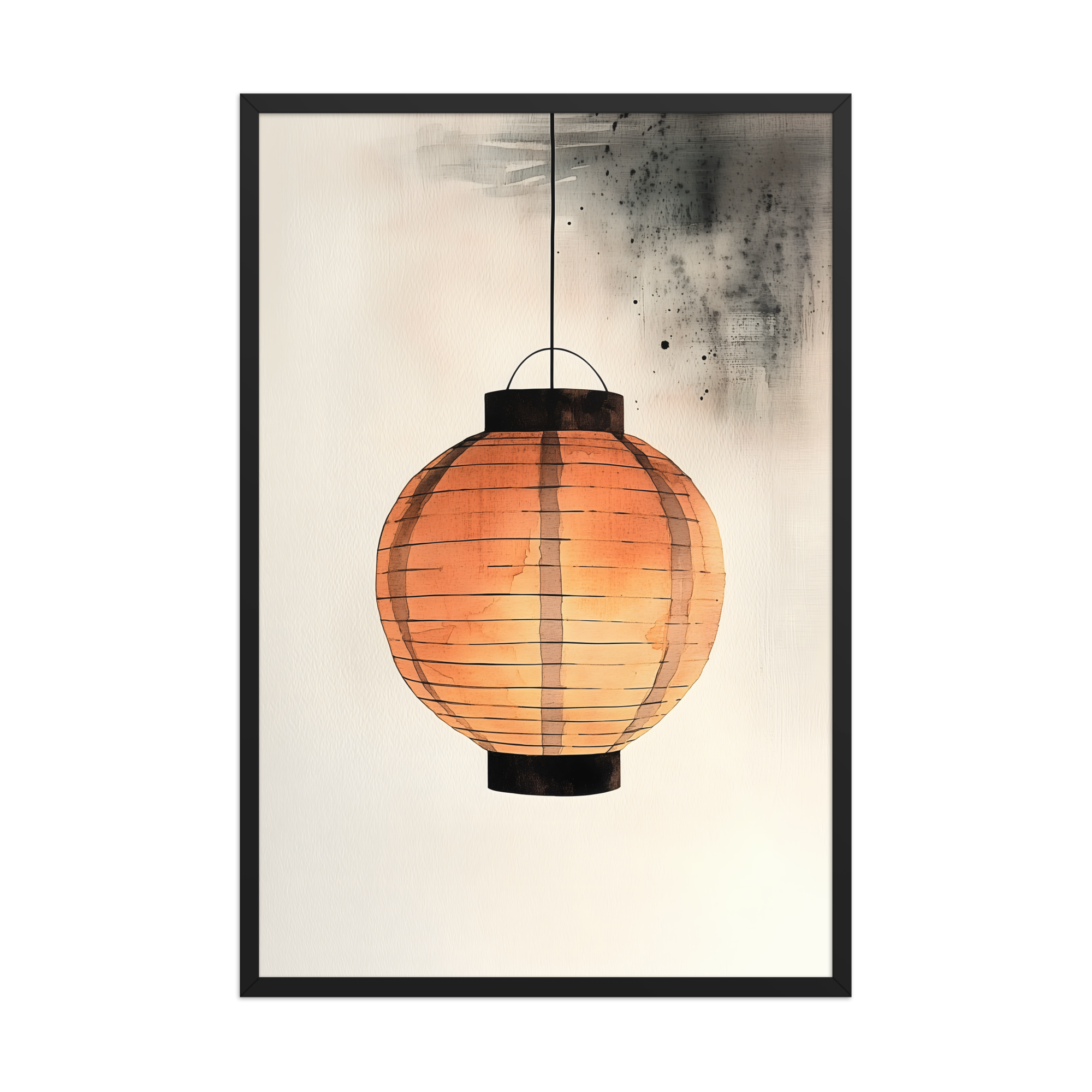 Paper Lantern — Japandi wabi-sabi framed print, minimalist Japanese wall art