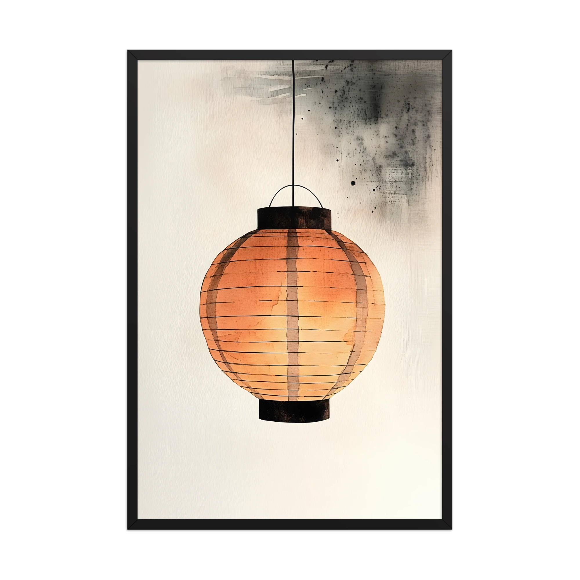 Paper Lantern — Japandi wabi-sabi framed print, minimalist Japanese wall art