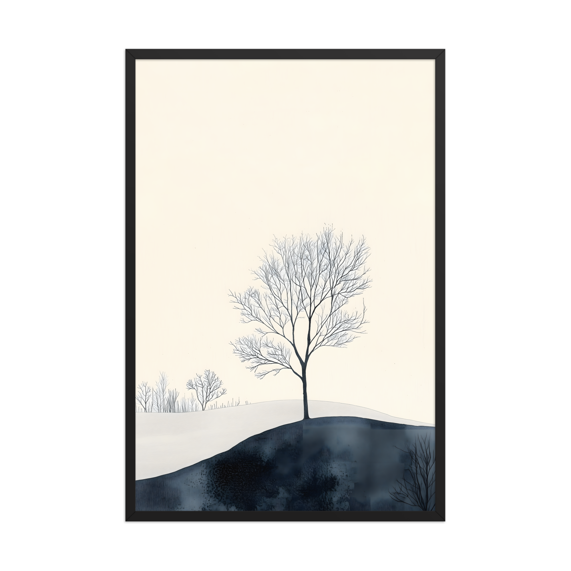 Distant Divide — Japandi ma framed print, minimalist Japanese wall art