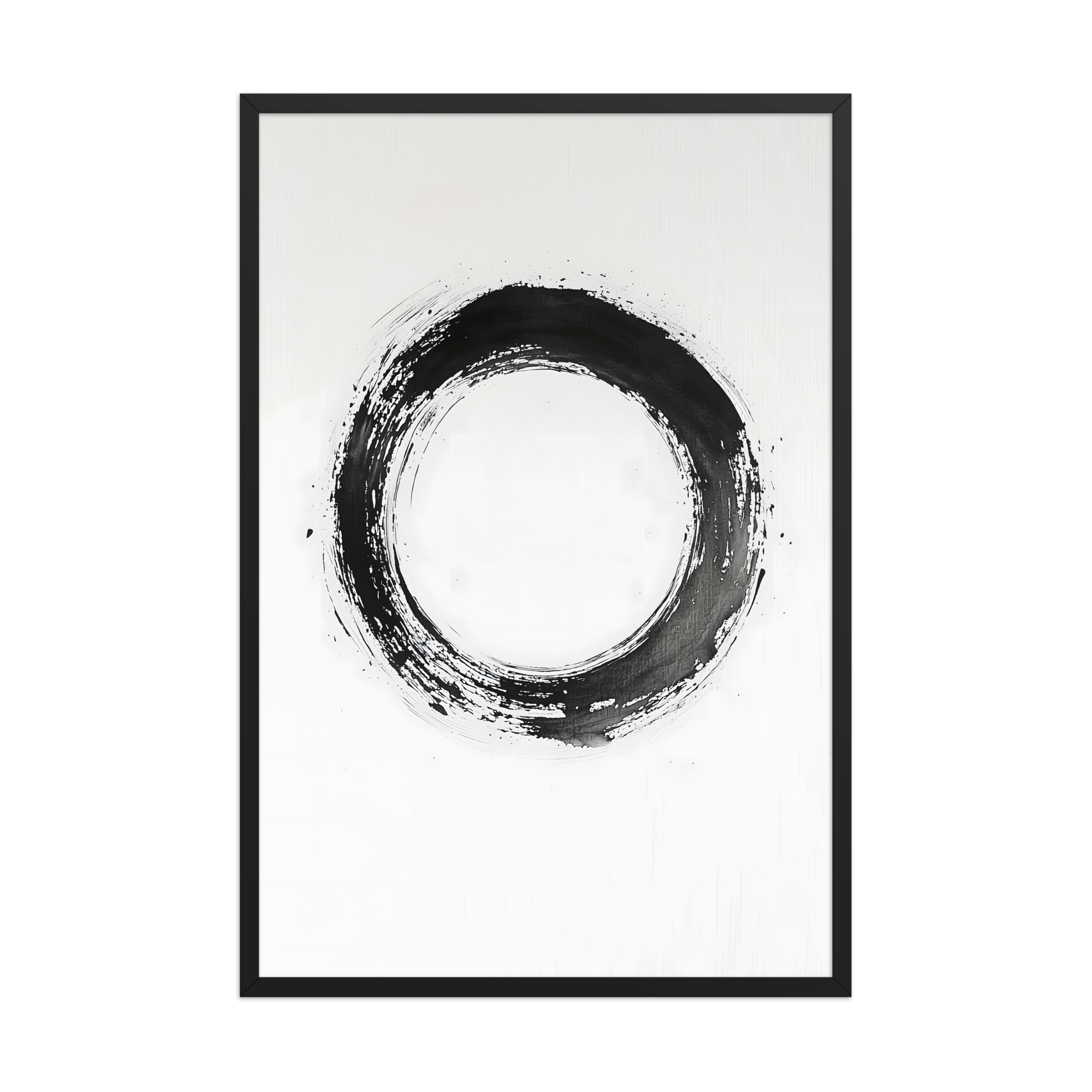 One Stroke — Japandi zen ink framed print, minimalist Japanese wall art