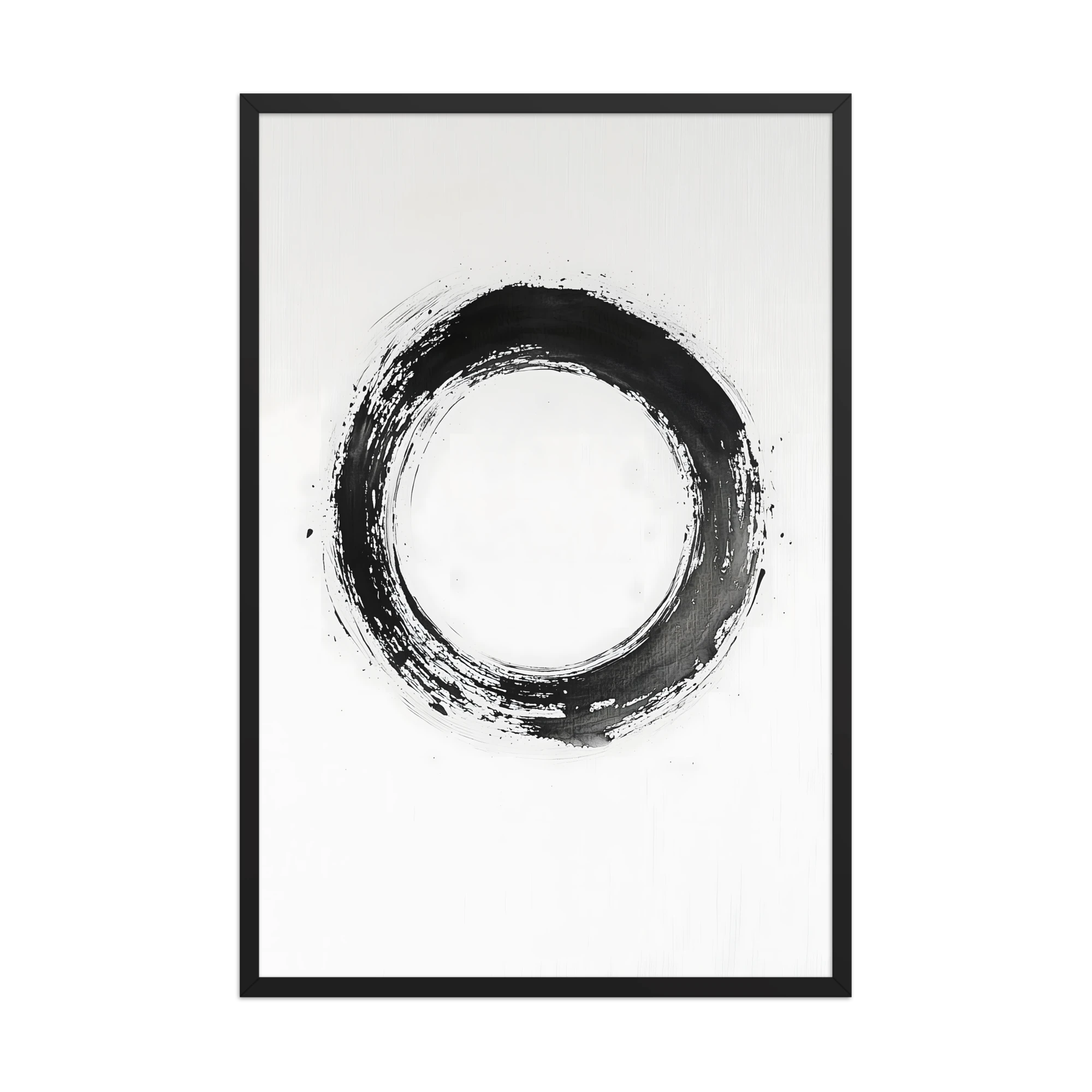 One Stroke — Japandi zen ink framed print, minimalist Japanese wall art