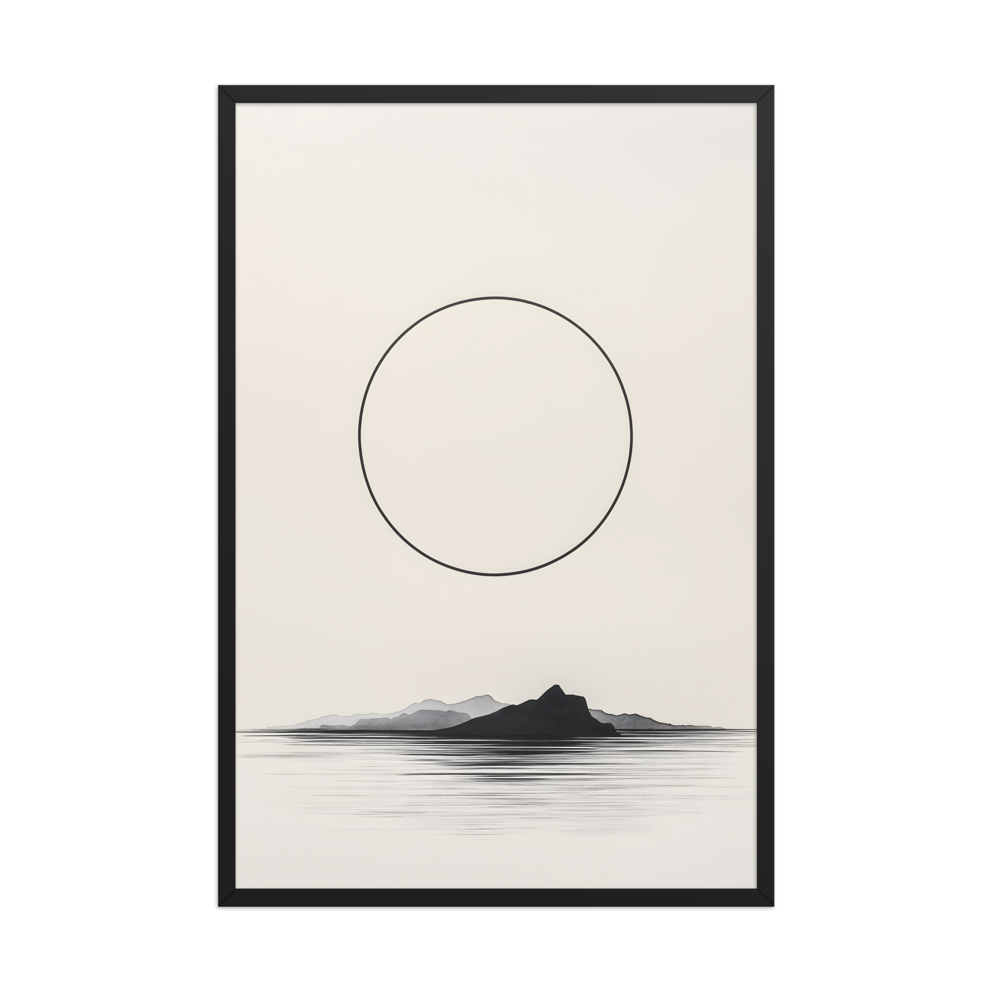 Circle and Space — Japandi ma framed print, minimalist Japanese wall art
