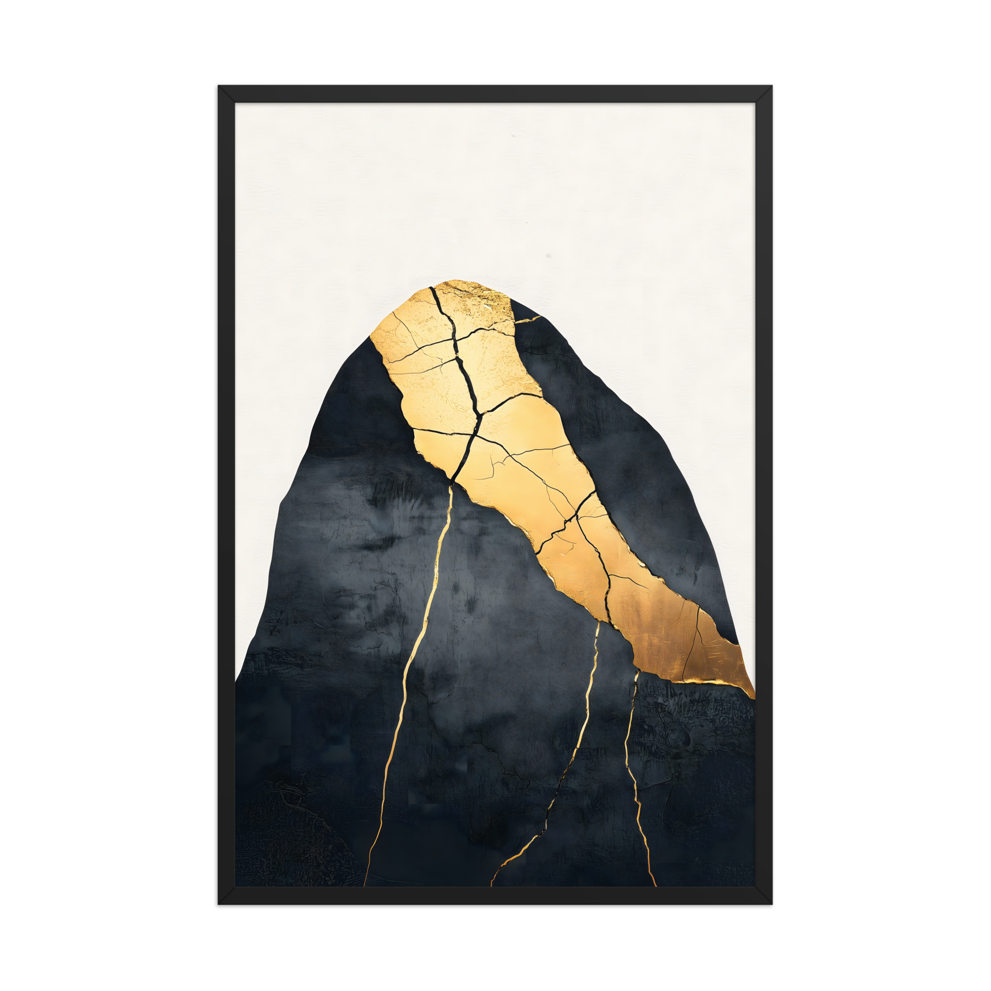 Kintsugi Lines — Japandi wabi-sabi framed print, minimalist Japanese wall art