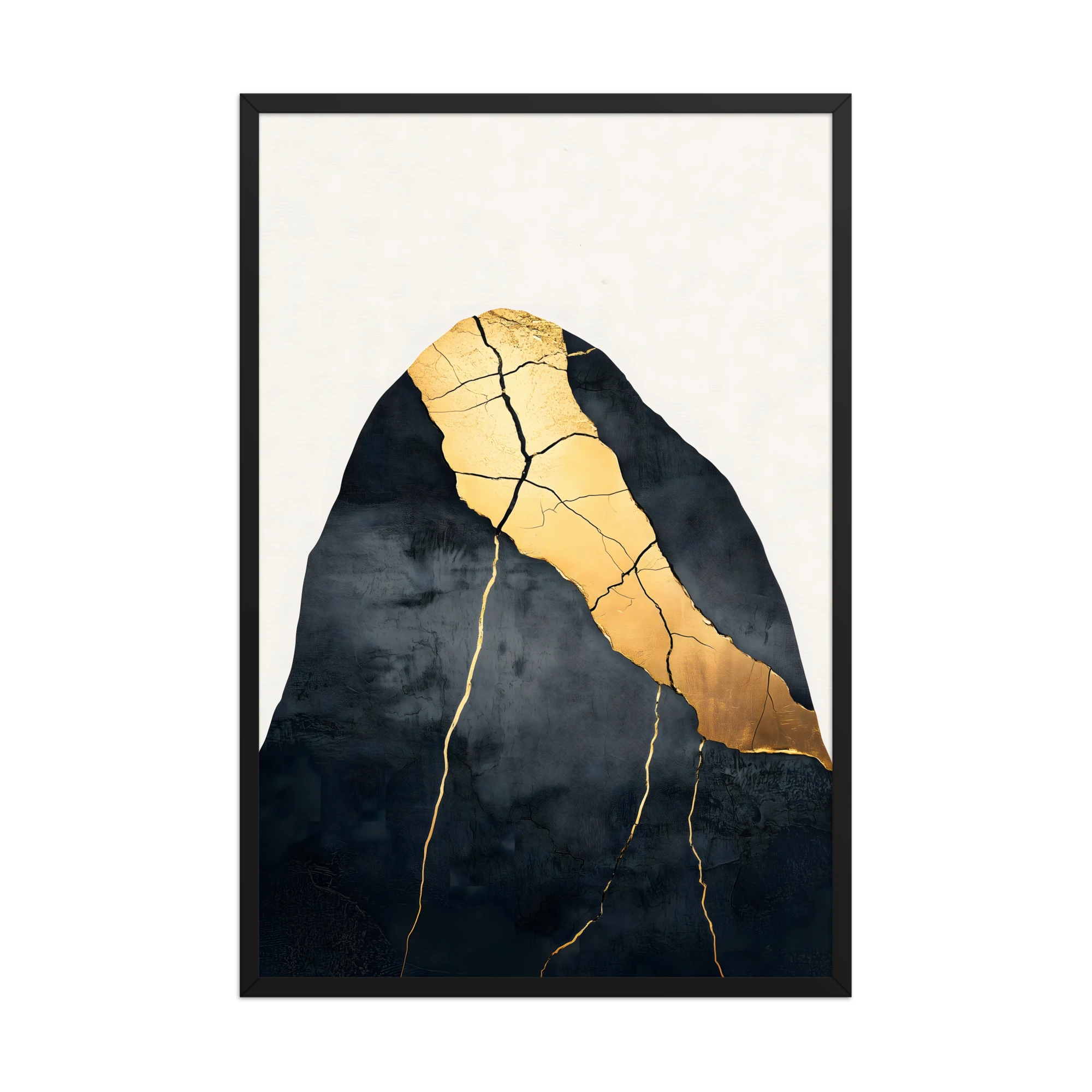Kintsugi Lines — Japandi wabi-sabi framed print, minimalist Japanese wall art