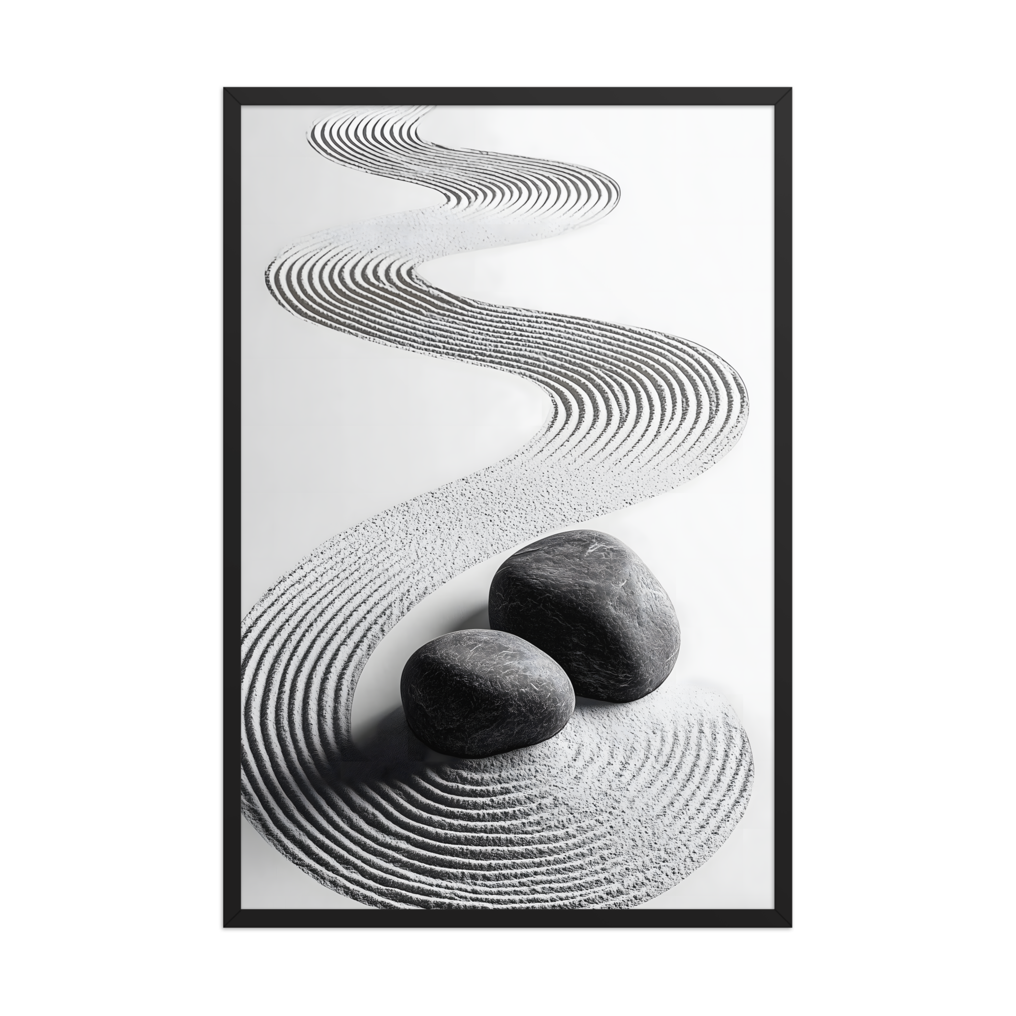 Pebble Garden — Japandi zen nature framed print, minimalist Japanese wall art