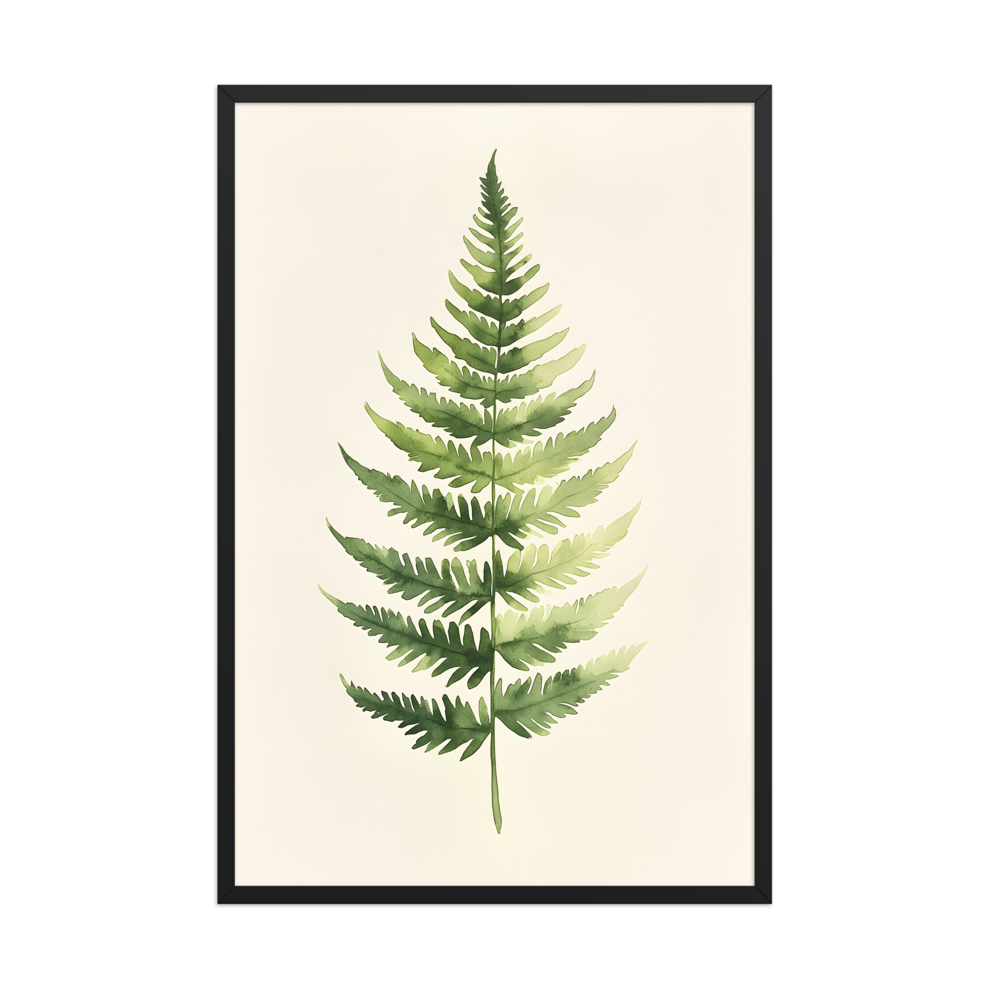 Morning Fern — Japandi zen nature framed print, minimalist Japanese wall art