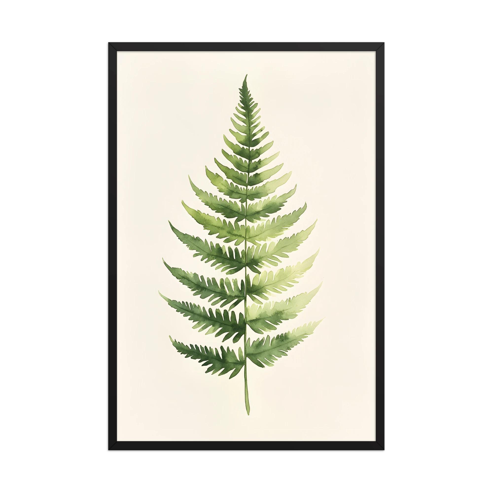 Morning Fern — Japandi zen nature framed print, minimalist Japanese wall art