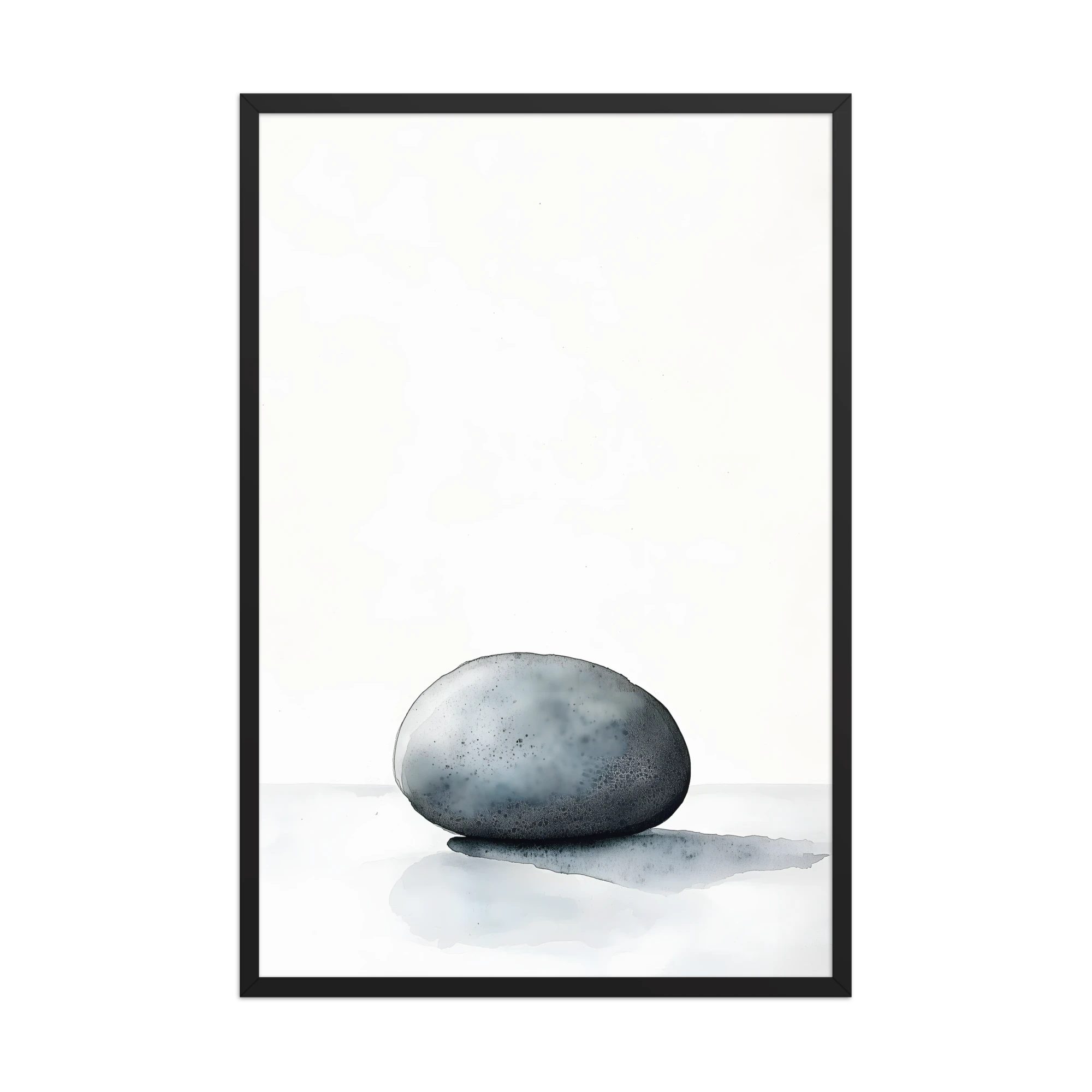 Worn Stone — Japandi wabi-sabi framed print, minimalist Japanese wall art
