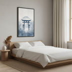 Indigo Pilgrimage — Japanese minimalist zen nature framed wall art