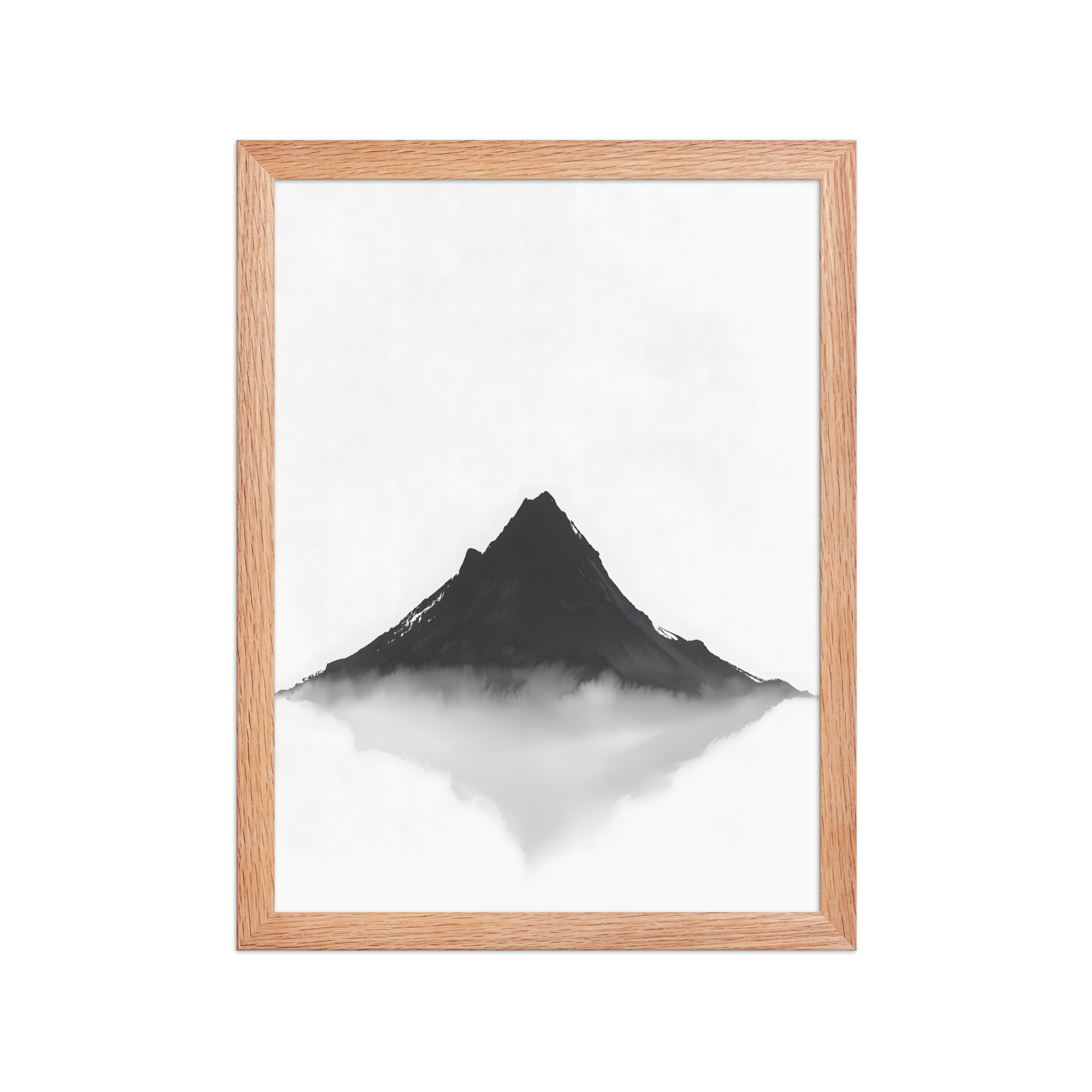 Mountain Breath — Japandi zen ink framed print, minimalist Japanese wall art