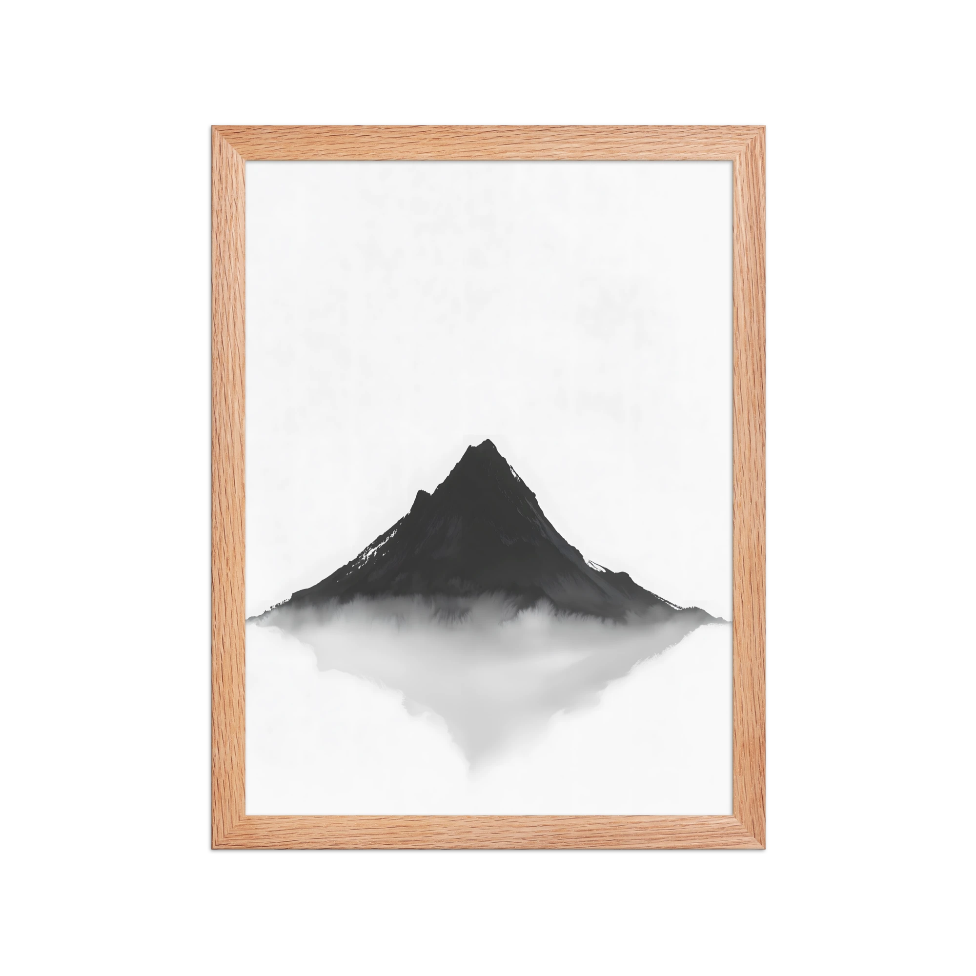 Mountain Breath — Japandi zen ink framed print, minimalist Japanese wall art