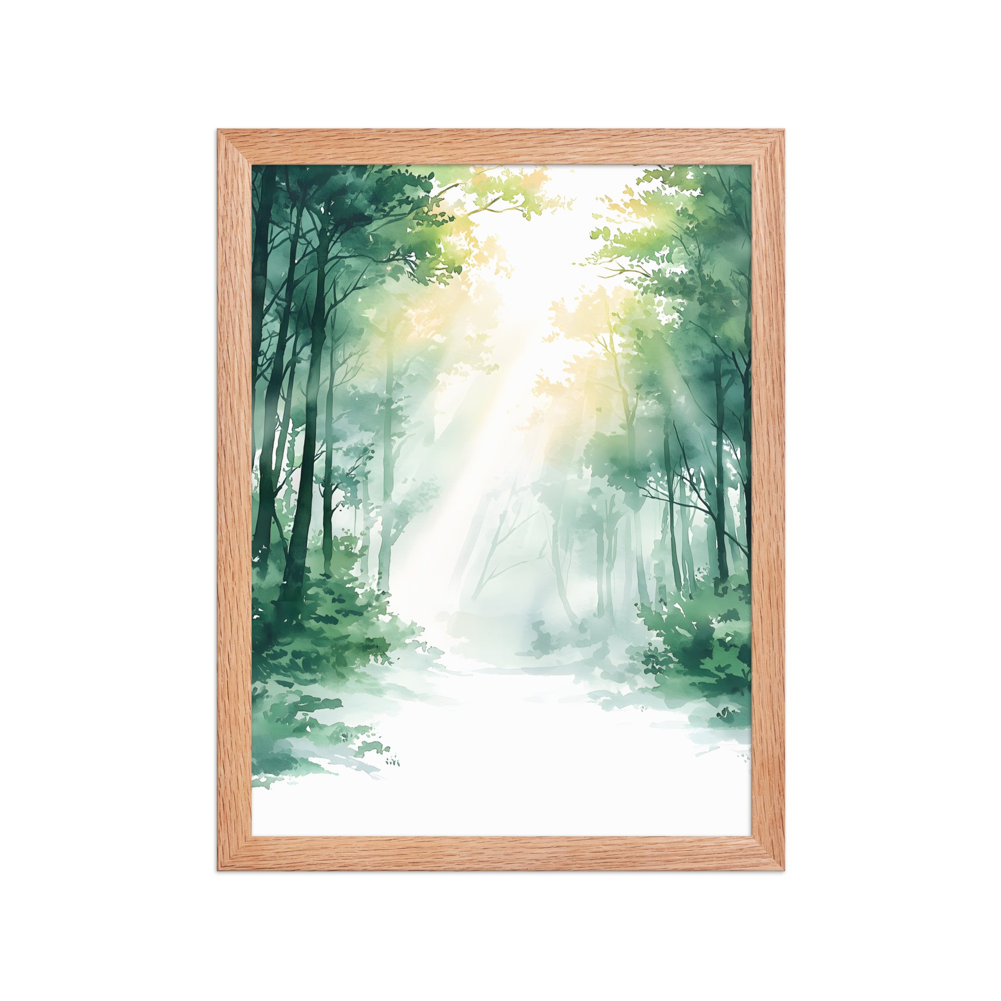 Forest Filter — Japandi komorebi framed print, minimalist Japanese wall art