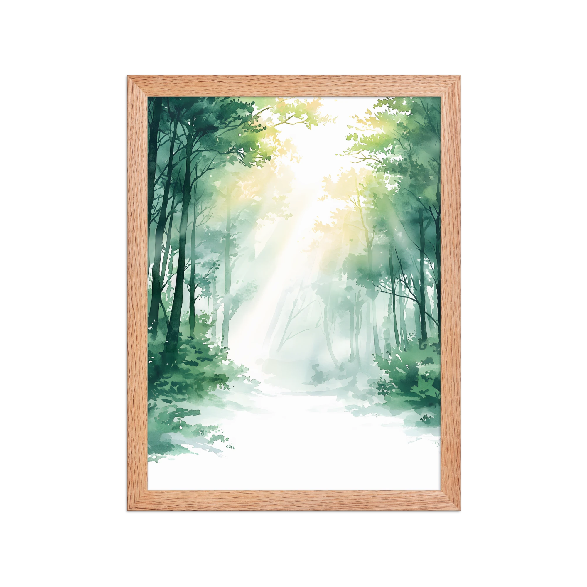 Forest Filter — Japandi komorebi framed print, minimalist Japanese wall art